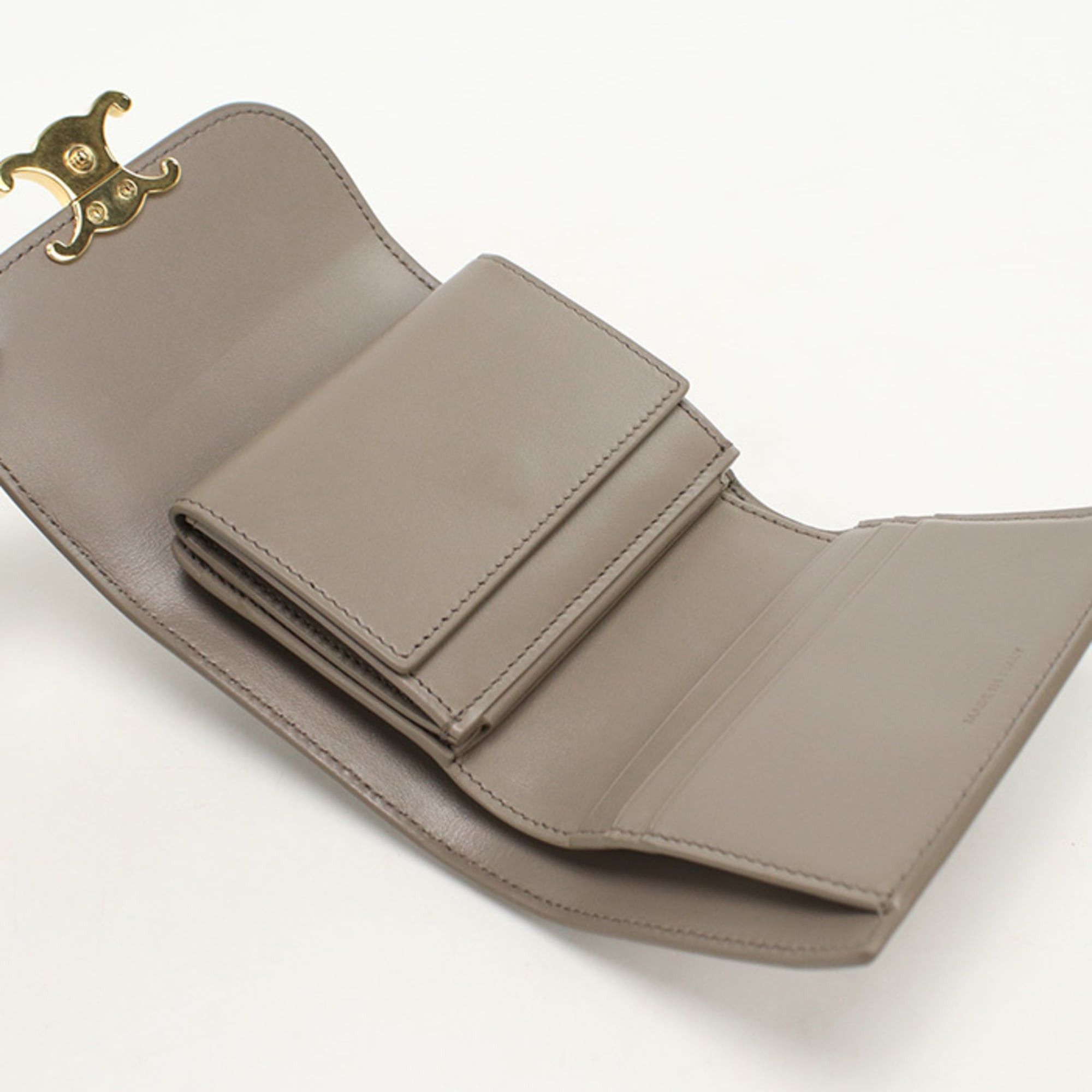 Celine Celine Tri-fold Wallet 10D783DPV.10BL Small Flap Triomphe Women's Beige Size ONE SIZE - 3 Thumbnail