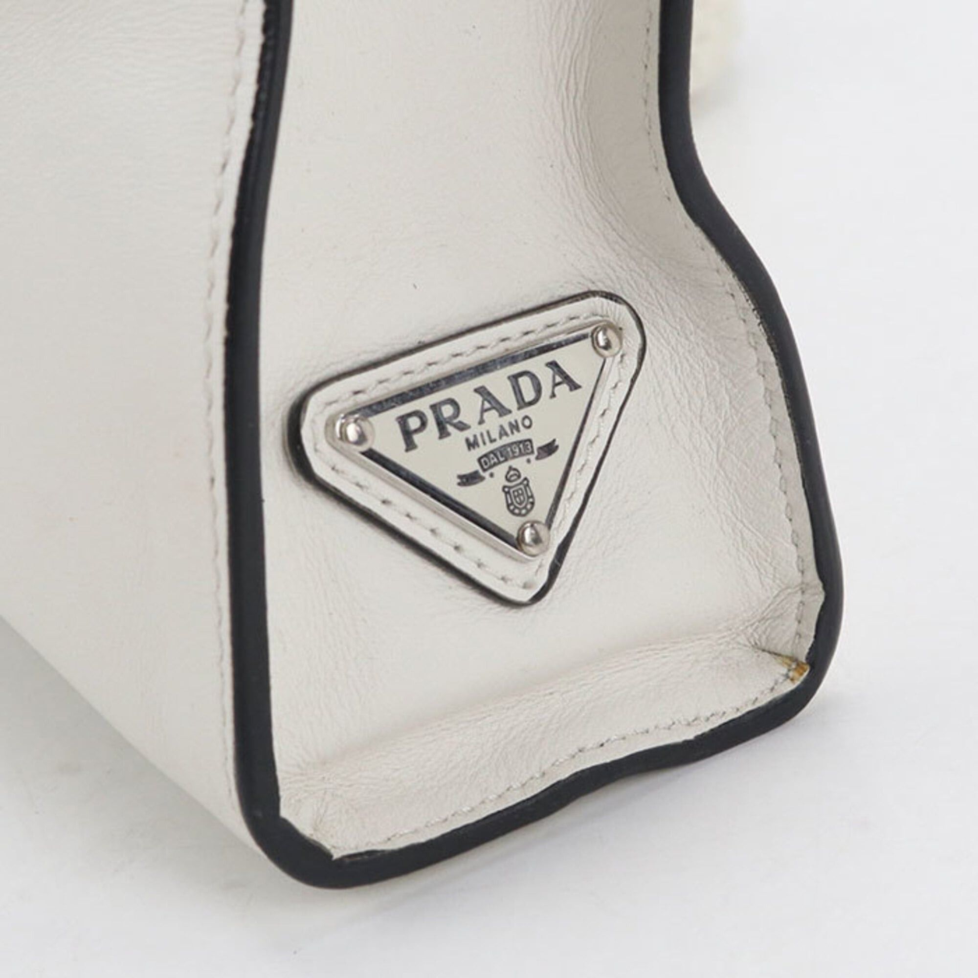 Prada Prada Tote Bag 1BG429 Triangle Logo Women's White Size ONE SIZE - 4 Thumbnail