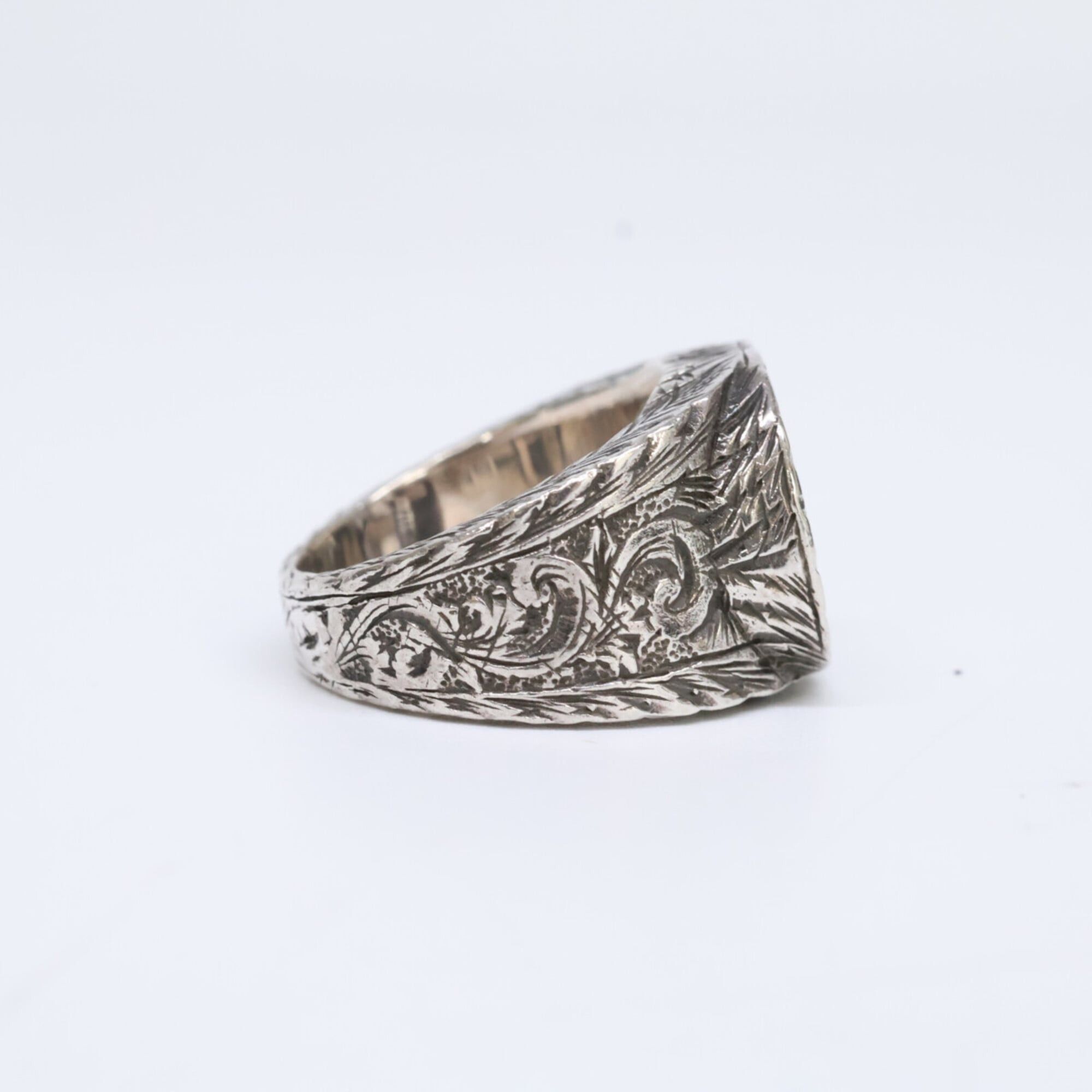 Gucci GUCCI Ag925 Interlocking GG Arabesque Ring, Size 12, Silver, Men's Size ONE SIZE - 5 Thumbnail