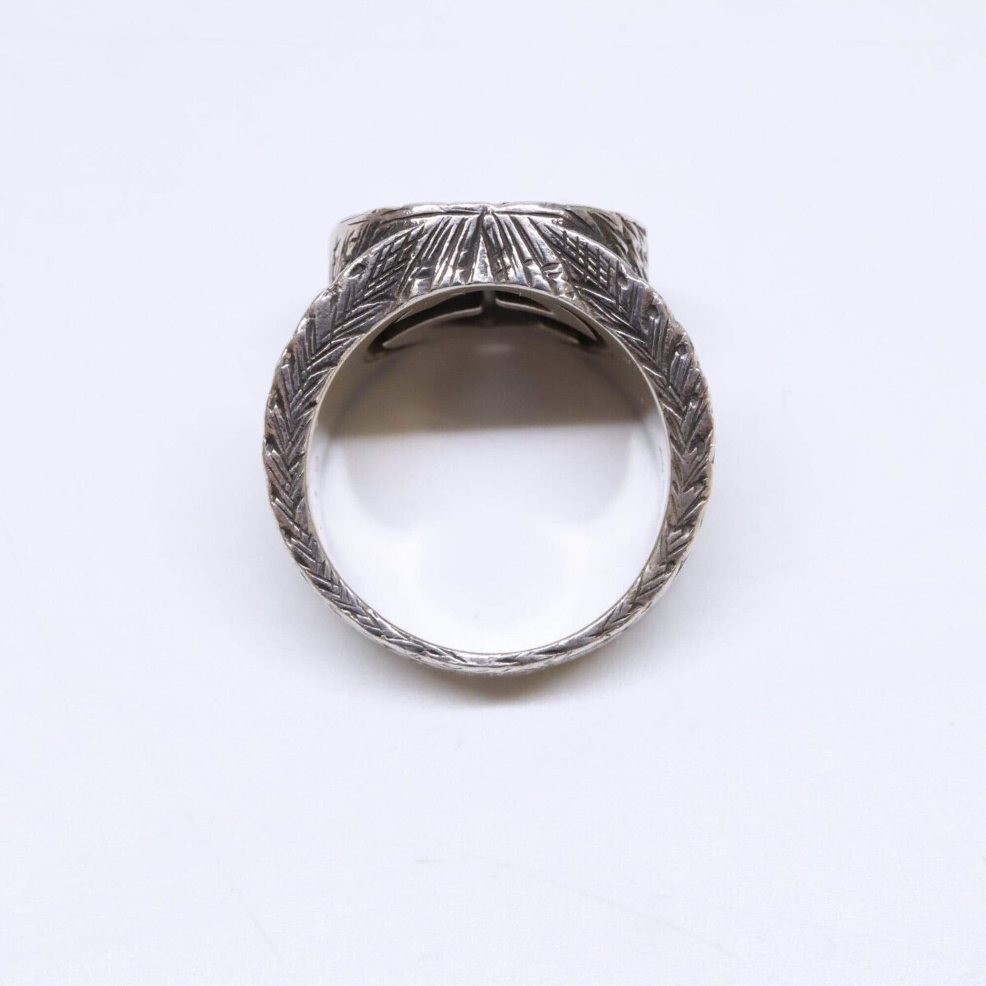 Gucci GUCCI Ag925 Interlocking GG Arabesque Ring, Size 12, Silver, Men's Size ONE SIZE - 6 Thumbnail