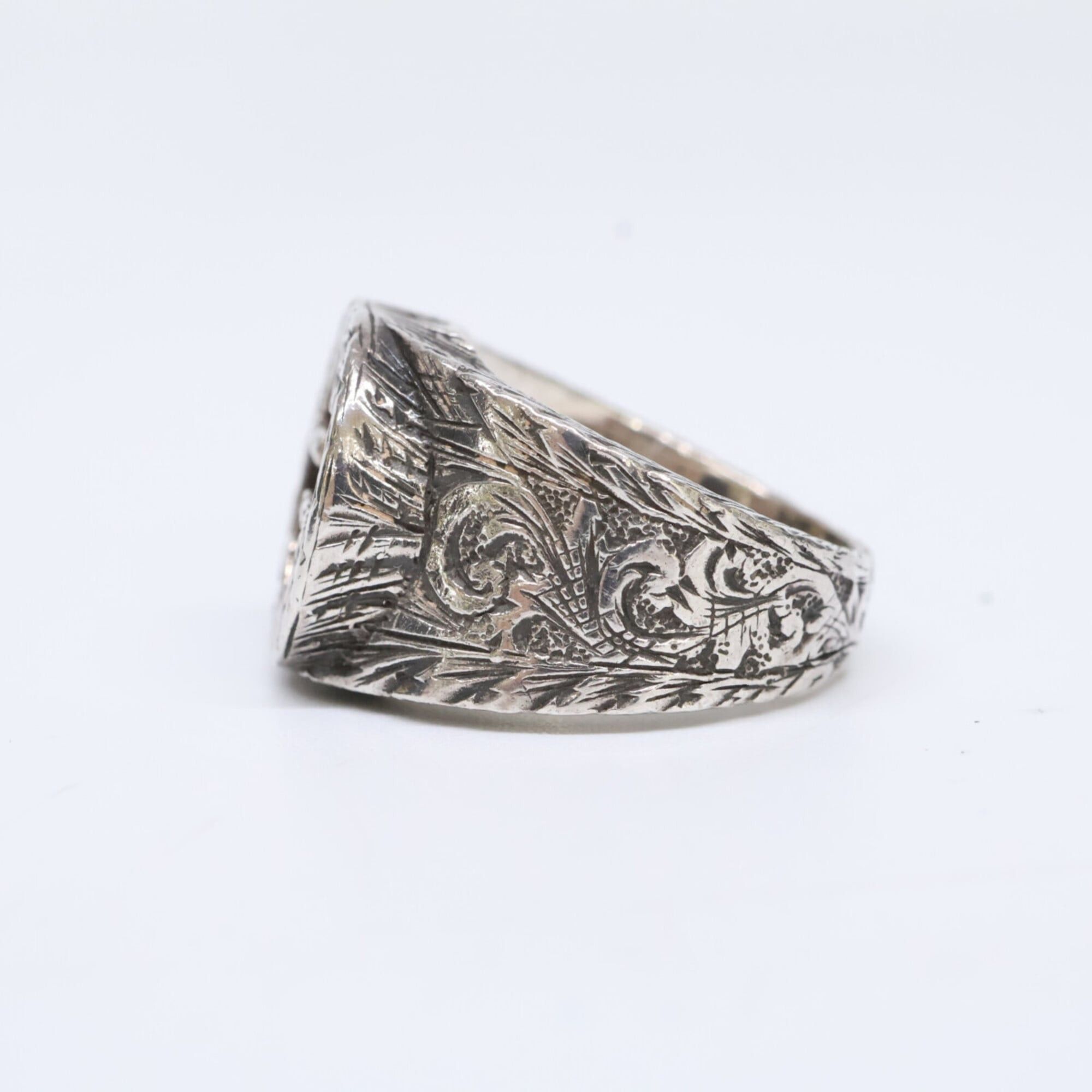 Gucci GUCCI Ag925 Interlocking GG Arabesque Ring, Size 12, Silver, Men's Size ONE SIZE - 3 Thumbnail