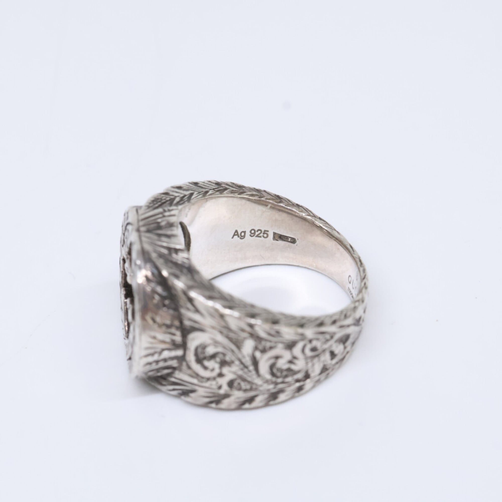 Gucci GUCCI Ag925 Interlocking GG Arabesque Ring, Size 12, Silver, Men's Size ONE SIZE - 2 Thumbnail