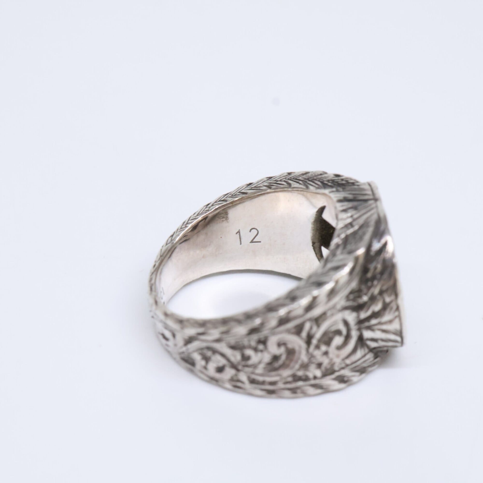 Gucci GUCCI Ag925 Interlocking GG Arabesque Ring, Size 12, Silver, Men's Size ONE SIZE - 9 Thumbnail