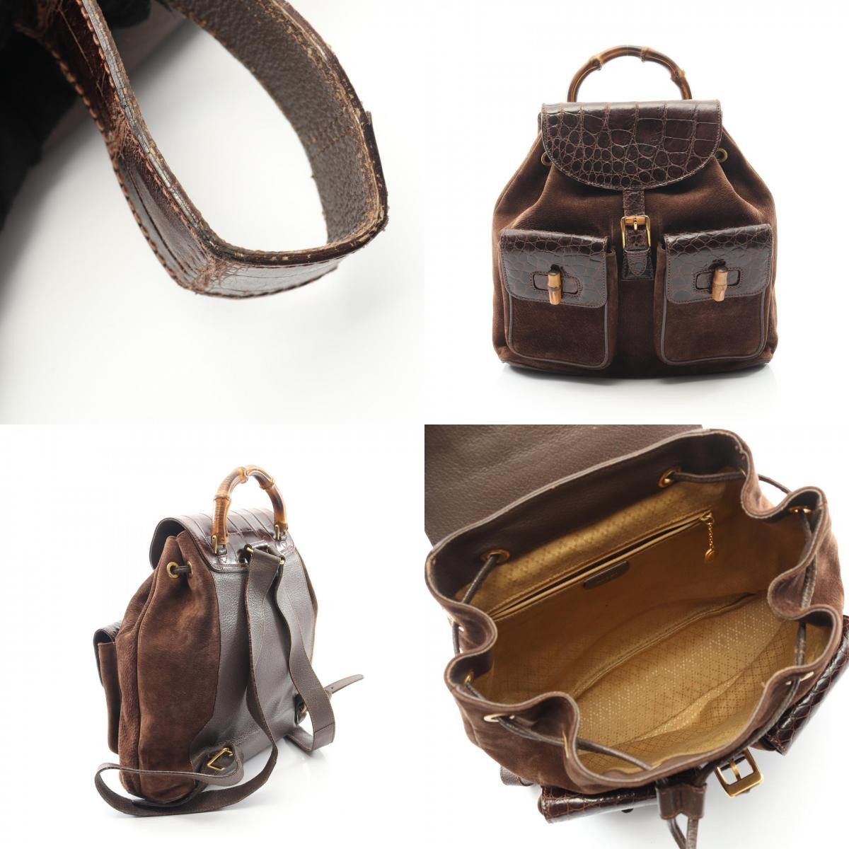 Gucci Gucci Gucci Bamboo Suede Leather Backpack Leather Backpack 003580016 DUTY FREE for USA Size ONE SIZE - 7 Thumbnail