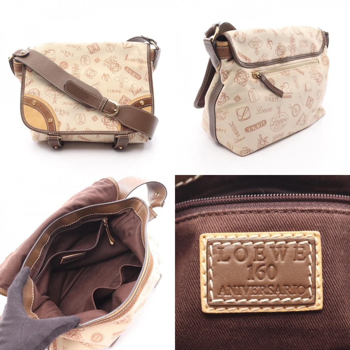 Loewe Loewe Loewe 160 ANIVERSARIO canvas suede leather shoulder bag Textile Shoulder Bag DUTY FREE for USA Size ONE SIZE - 7 Thumbnail