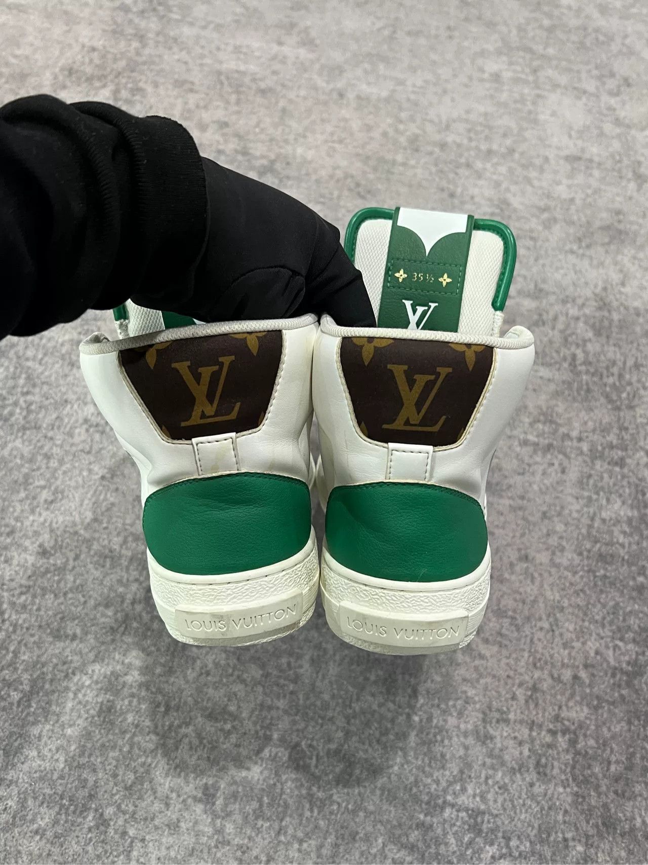 Louis Vuitton LV Green High-Top Sneakers Size US 4.5 / IT 34.5 - 6 Thumbnail