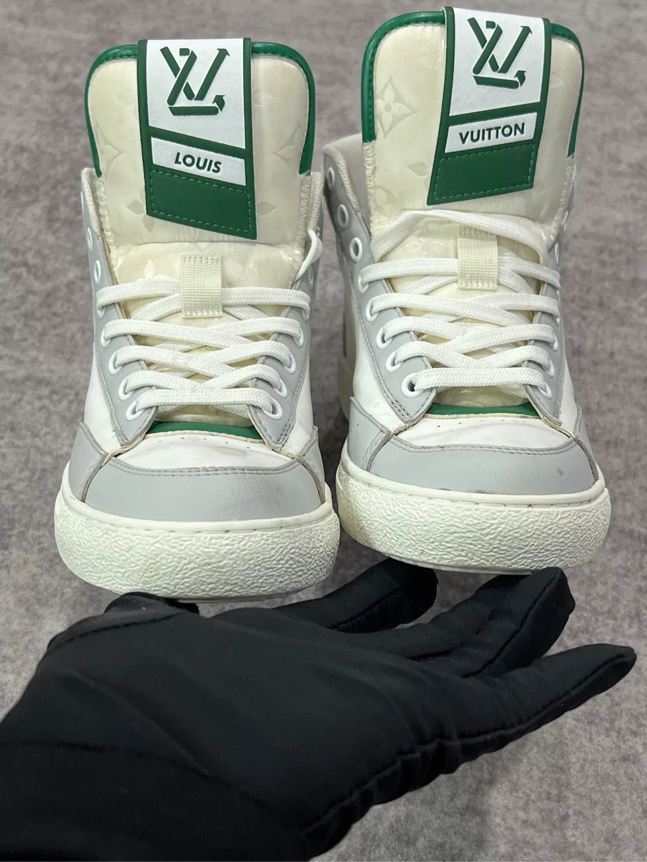 Louis Vuitton LV Green High-Top Sneakers Size US 4.5 / IT 34.5 - 4 Thumbnail