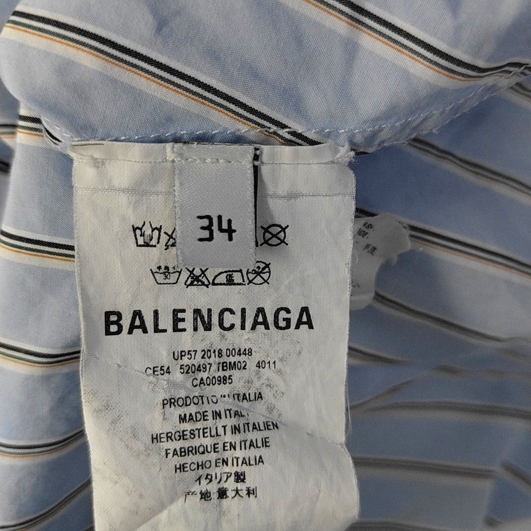 Balenciaga Balenciaga Striped Logo Button Up Shirt Size 34 Size XS / US 0-2 / IT 36-38 - 4 Thumbnail