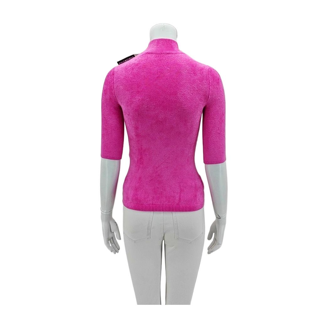Balenciaga Balenciaga Pink Knit Short Sleeve Sweater Size XS Size XS / US 0-2 / IT 36-38 - 2 Thumbnail