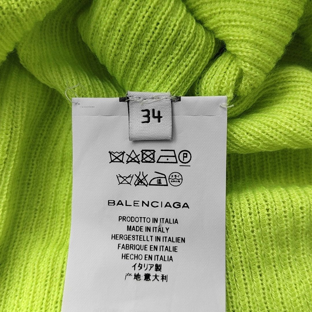 Balenciaga BALENCIAGA Neon Green Cashmere Short Sleeve Sweater Size 34 Size XS / US 0-2 / IT 36-38 - 4 Thumbnail