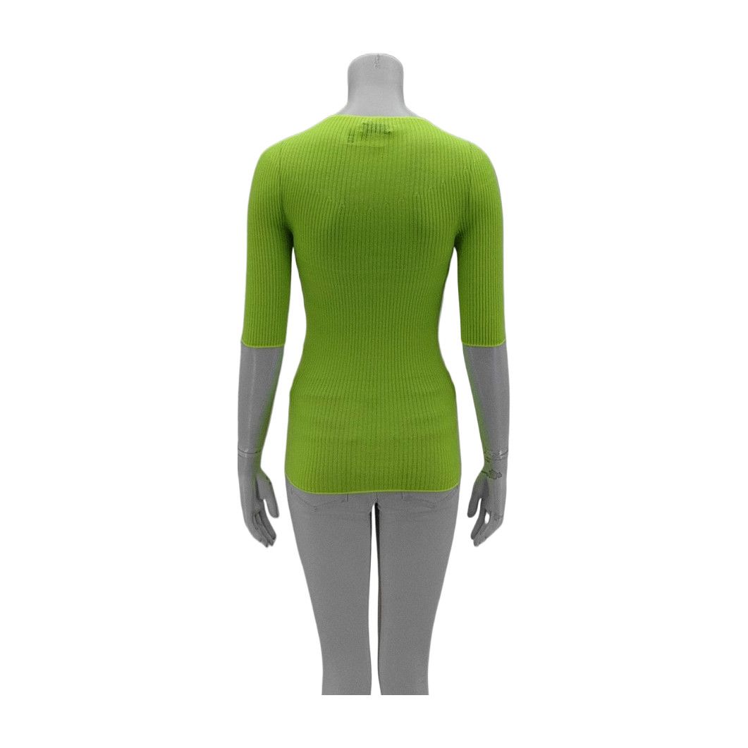 Balenciaga BALENCIAGA Neon Green Cashmere Short Sleeve Sweater Size 34 Size XS / US 0-2 / IT 36-38 - 2 Thumbnail