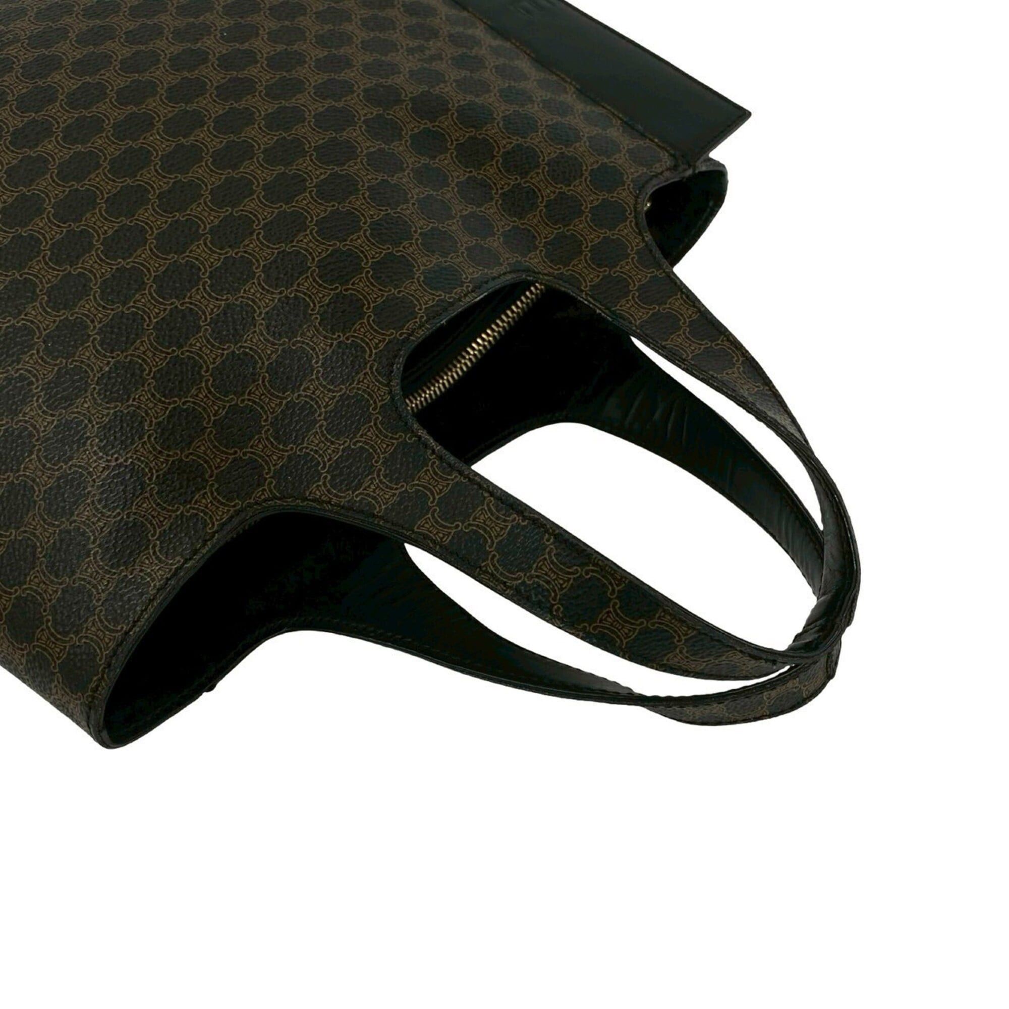 Celine CELINE Macadam Blazon Triomphe Pattern Leather Handbag Mini Tote Bag Black Brown 32097 Size ONE SIZE - 4 Thumbnail