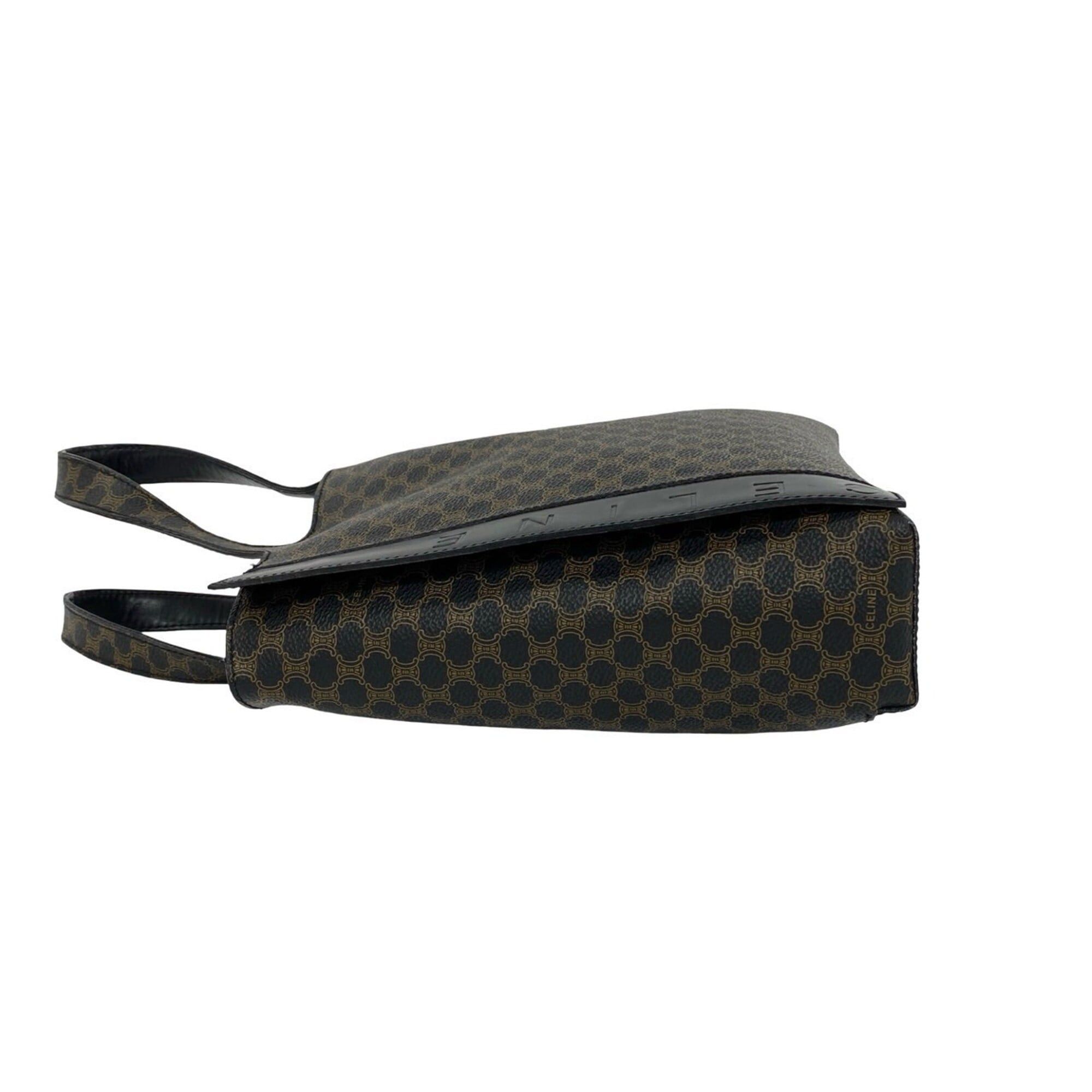 Celine CELINE Macadam Blazon Triomphe Pattern Leather Handbag Mini Tote Bag Black Brown 32097 Size ONE SIZE - 5 Thumbnail