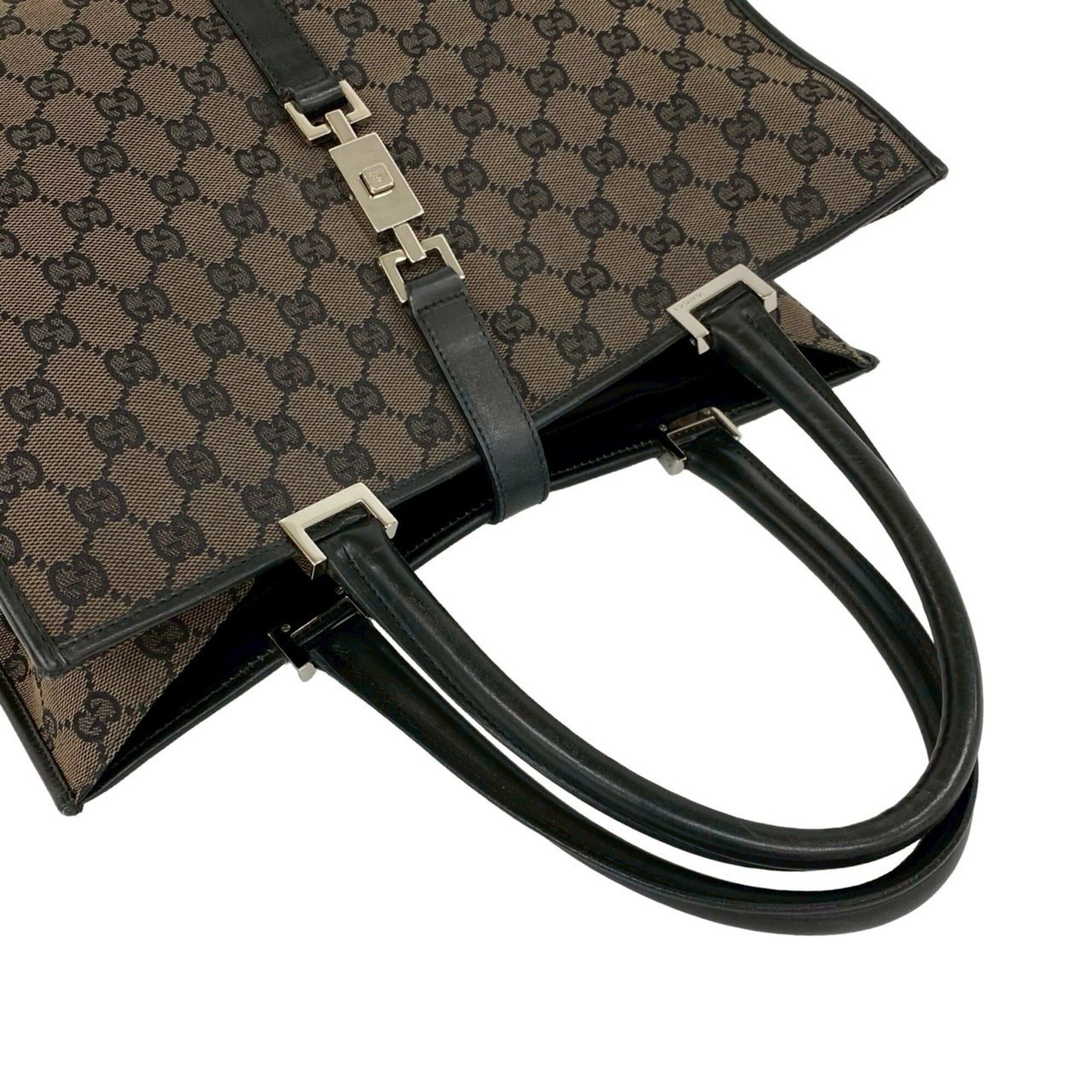 Gucci GUCCI Jackie Leather Handbag/Business Bag/Boston Bag with GG Logo and Genuine Leather/Canvas - Brown (92561) Size ONE SIZE - 4 Thumbnail