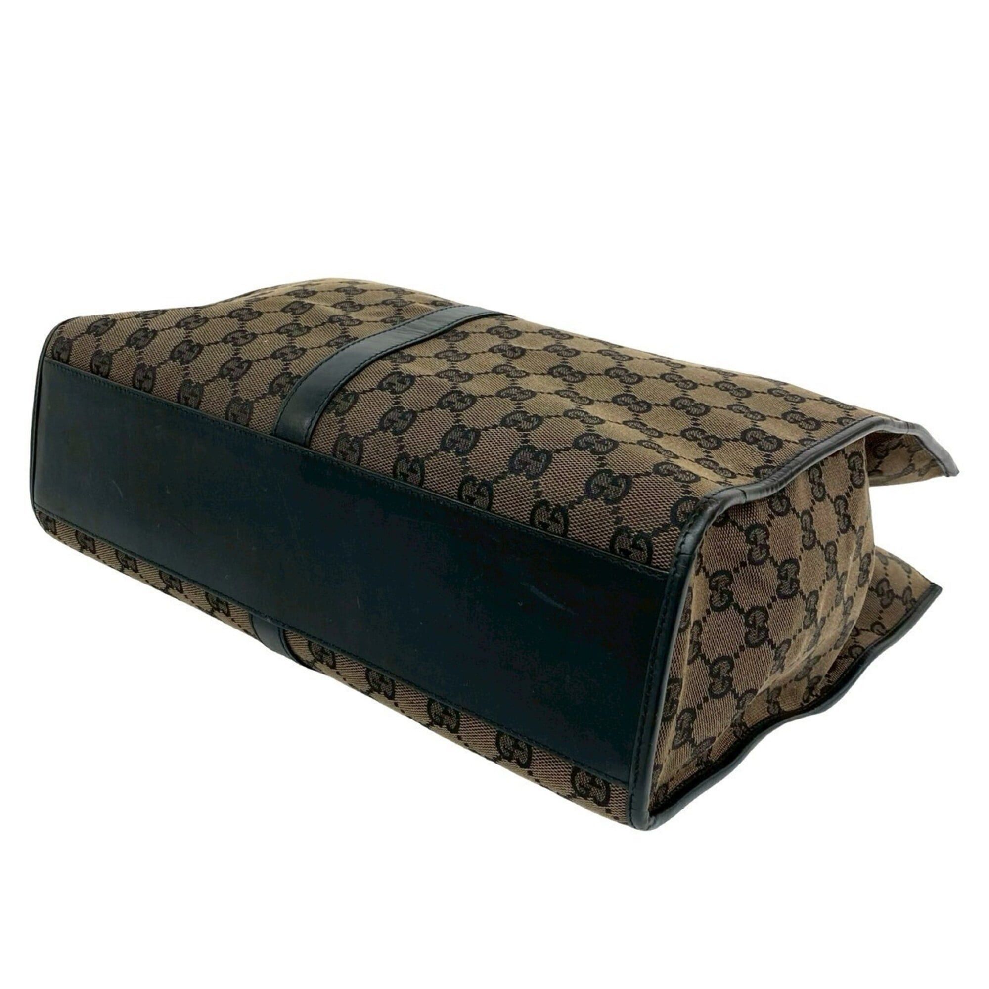 Gucci GUCCI Jackie Leather Handbag/Business Bag/Boston Bag with GG Logo and Genuine Leather/Canvas - Brown (92561) Size ONE SIZE - 8 Thumbnail