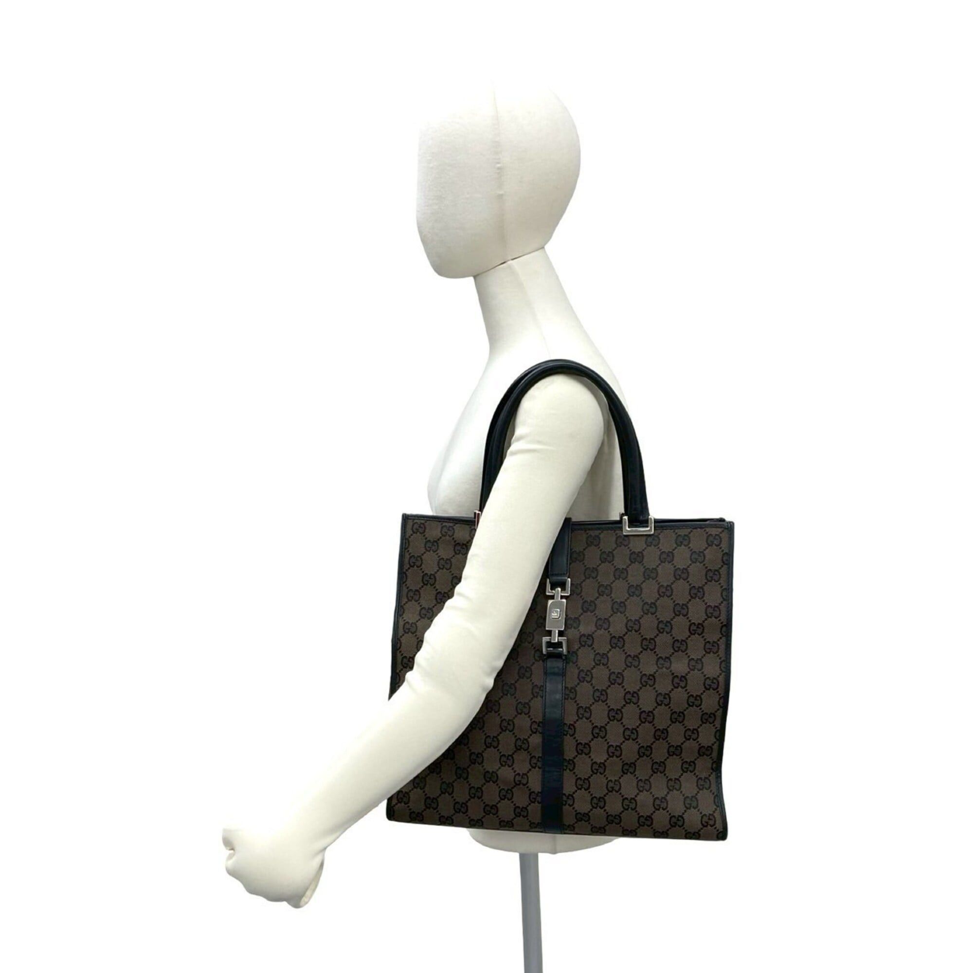 Gucci GUCCI Jackie Leather Handbag/Business Bag/Boston Bag with GG Logo and Genuine Leather/Canvas - Brown (92561) Size ONE SIZE - 2 Thumbnail