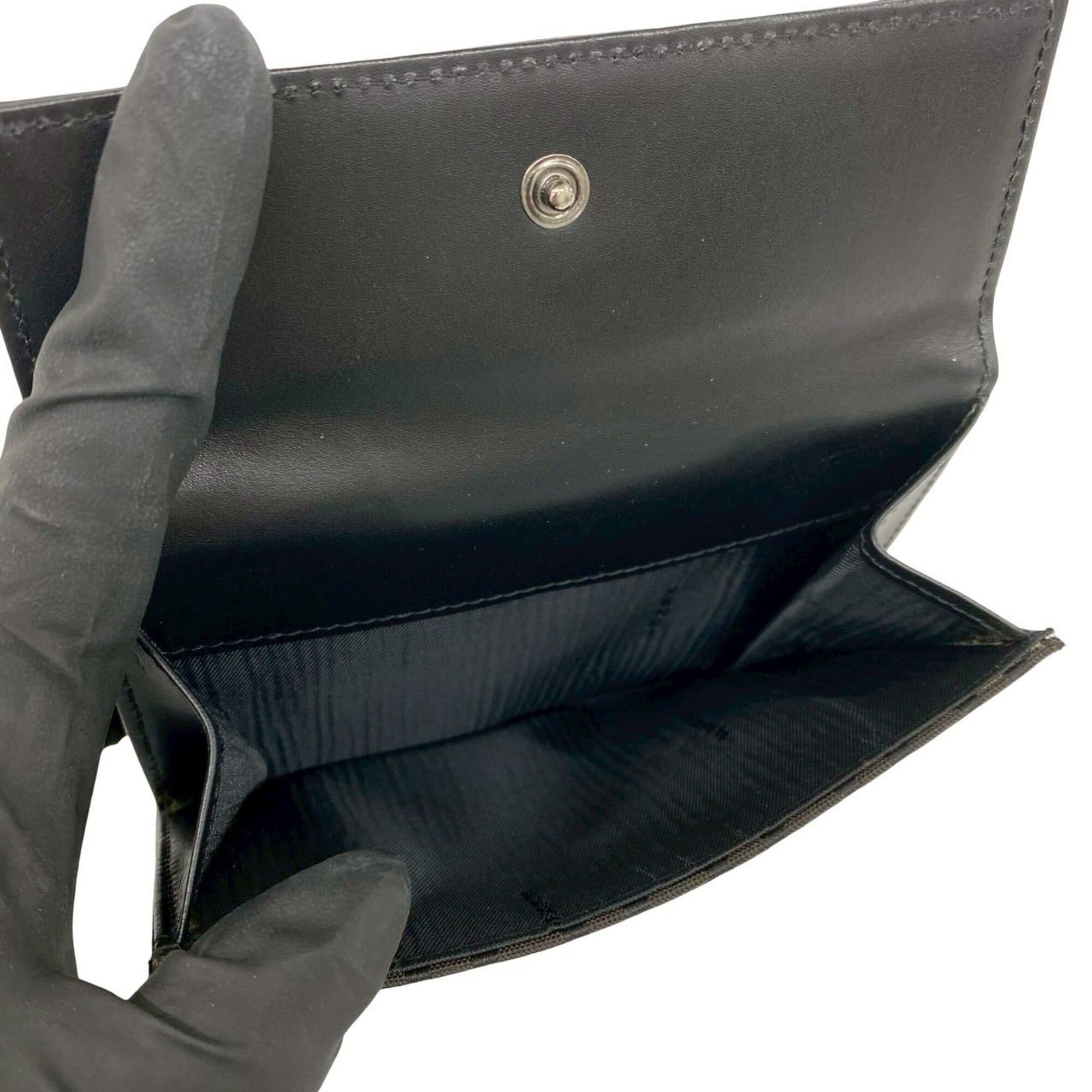 Fendi FENDI Zucca FF pattern logo hardware canvas leather genuine bi-fold wallet mini dark brown black 33872 Size ONE SIZE - 10 Thumbnail