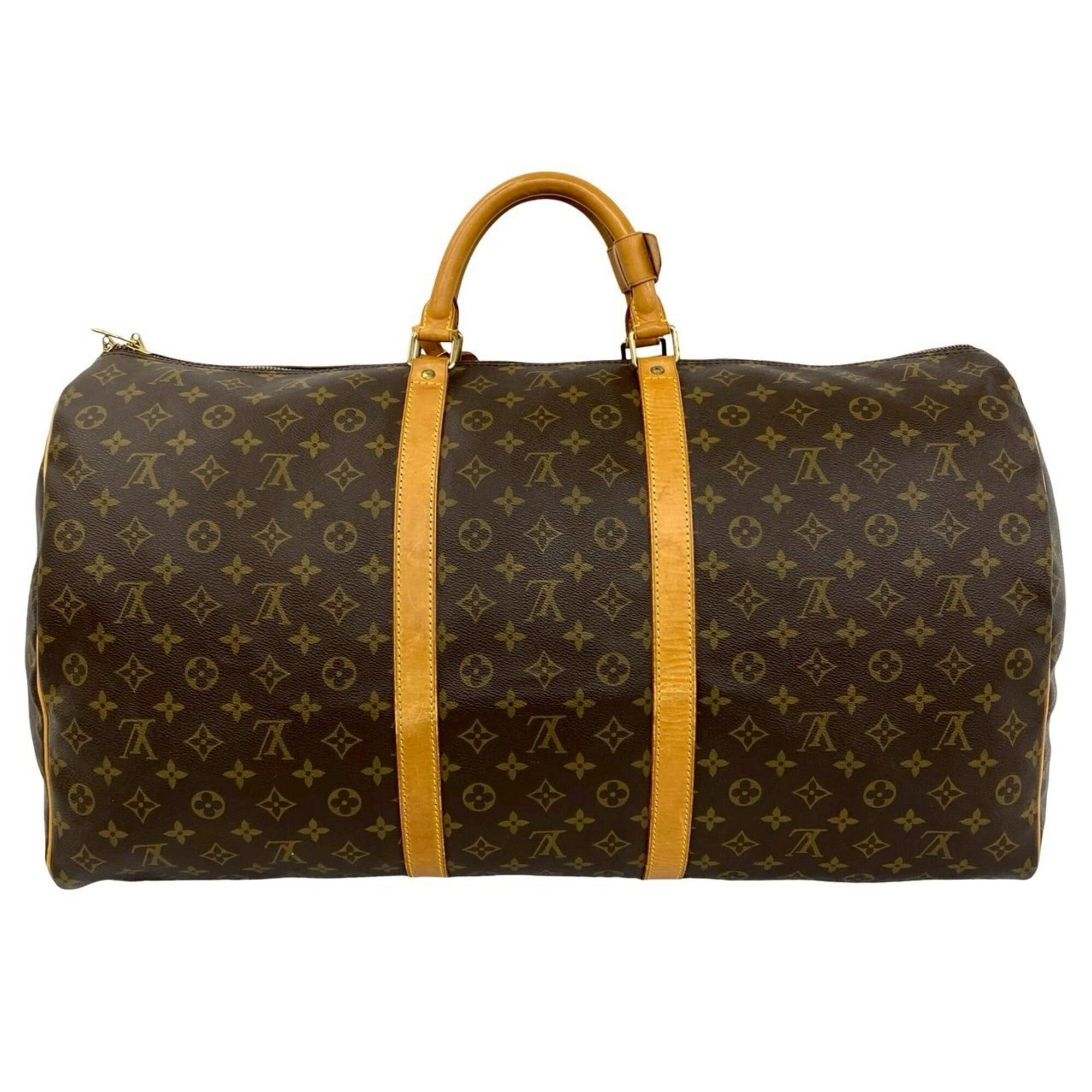 Louis Vuitton LOUIS VUITTON Vintage Keepall 60 Monogram Leather Boston Bag Travel Brown 93574 Size ONE SIZE - 3 Thumbnail