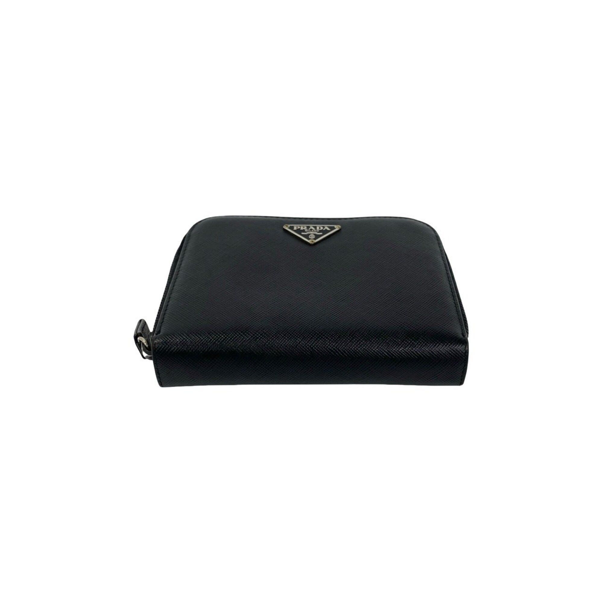 Prada PRADA Triangle Logo Hardware Saffiano Leather Bi-fold Wallet Mini Billfold Coin Purse Black 61539 Size ONE SIZE - 6 Thumbnail