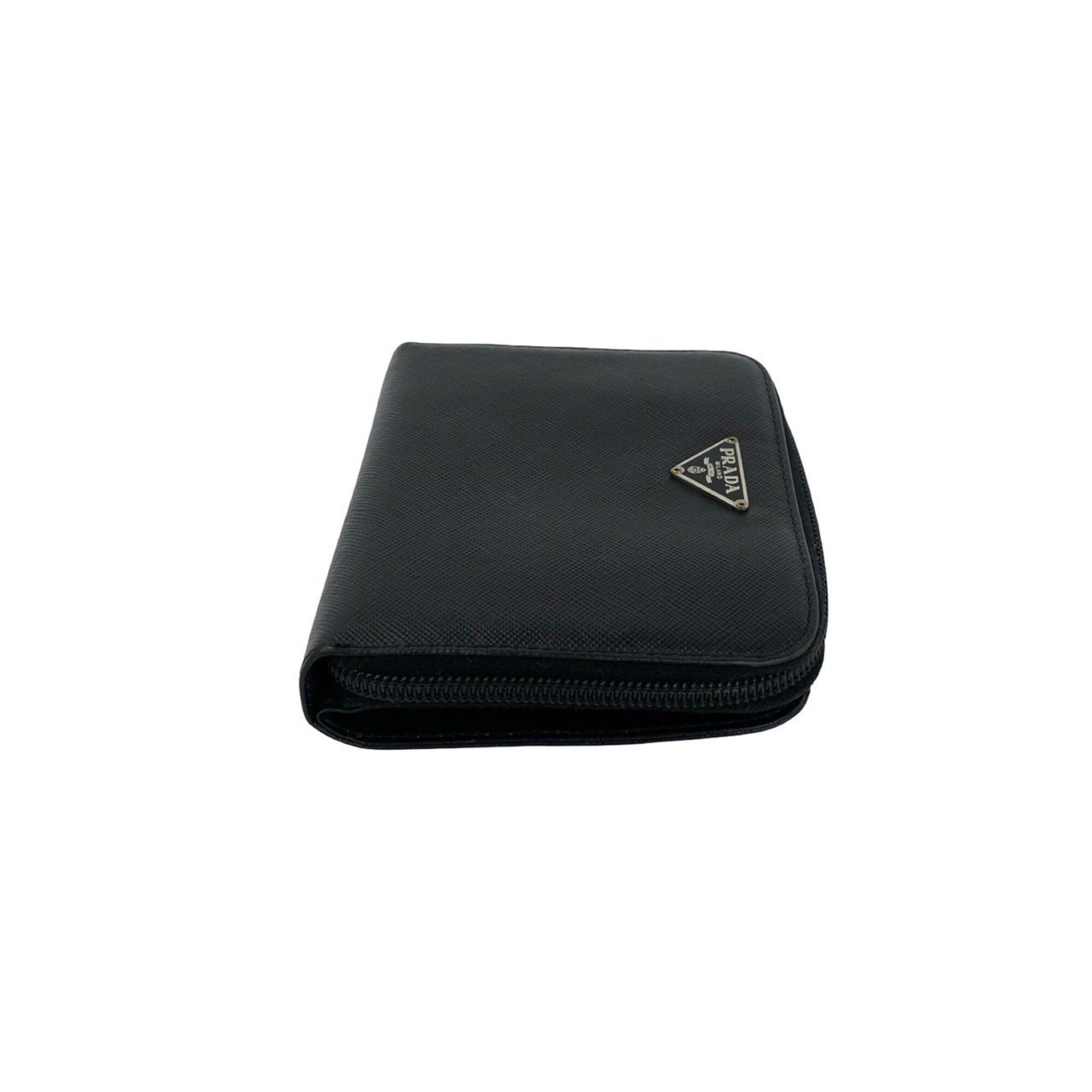 Prada PRADA Triangle Logo Hardware Saffiano Leather Bi-fold Wallet Mini Billfold Coin Purse Black 61539 Size ONE SIZE - 5 Thumbnail