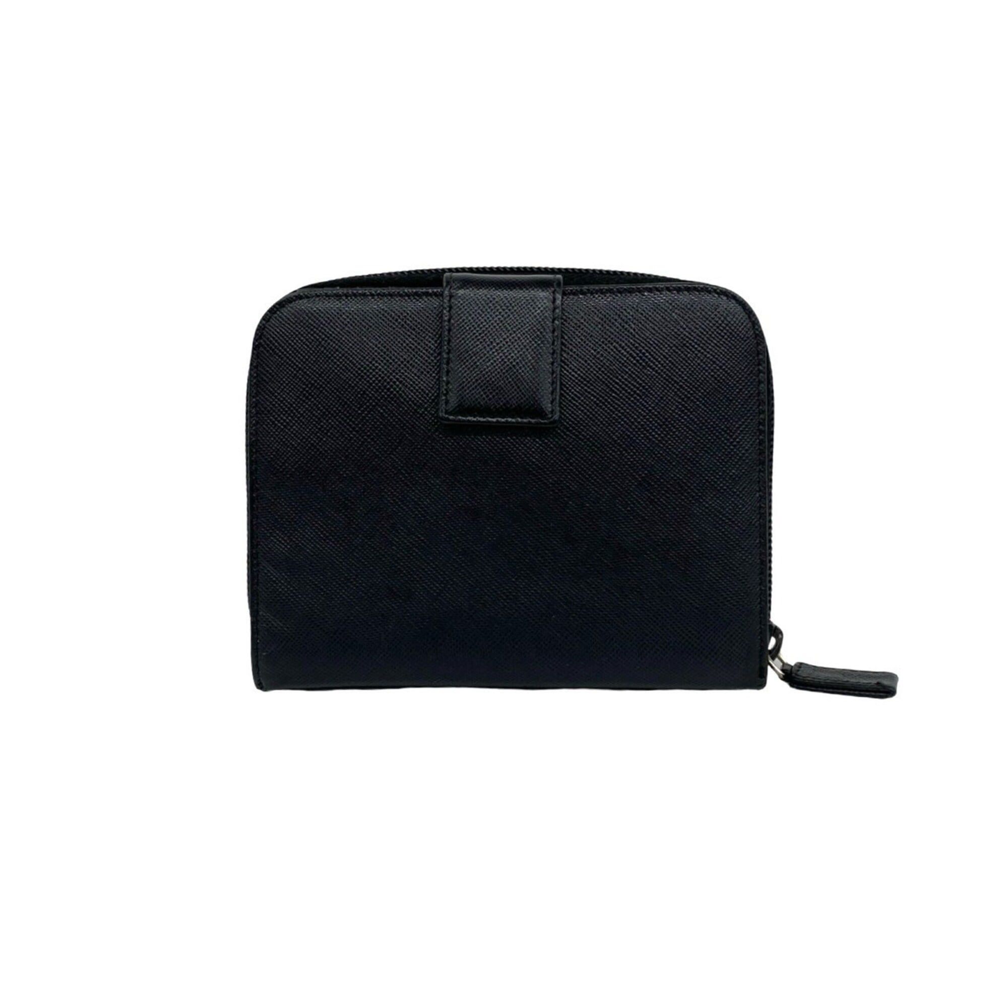 Prada PRADA Triangle Logo Hardware Saffiano Leather Bi-fold Wallet Mini Billfold Coin Purse Black 61539 Size ONE SIZE - 2 Thumbnail