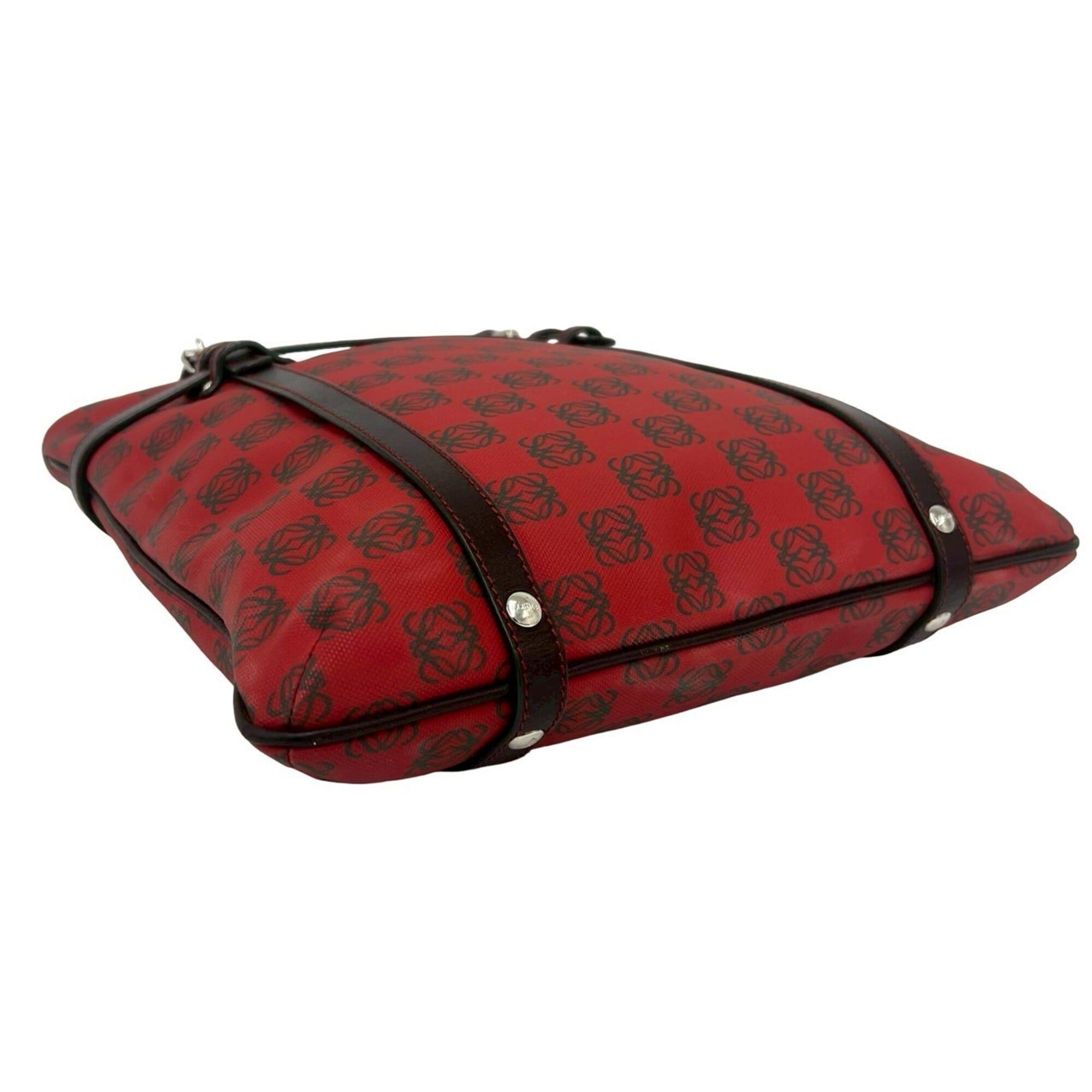Loewe LOEWE (Loewe) Anagram Logo All-Over Print Leather Handbag Mini Tote Bag Business Red Brown 77472 Size ONE SIZE - 7 Thumbnail