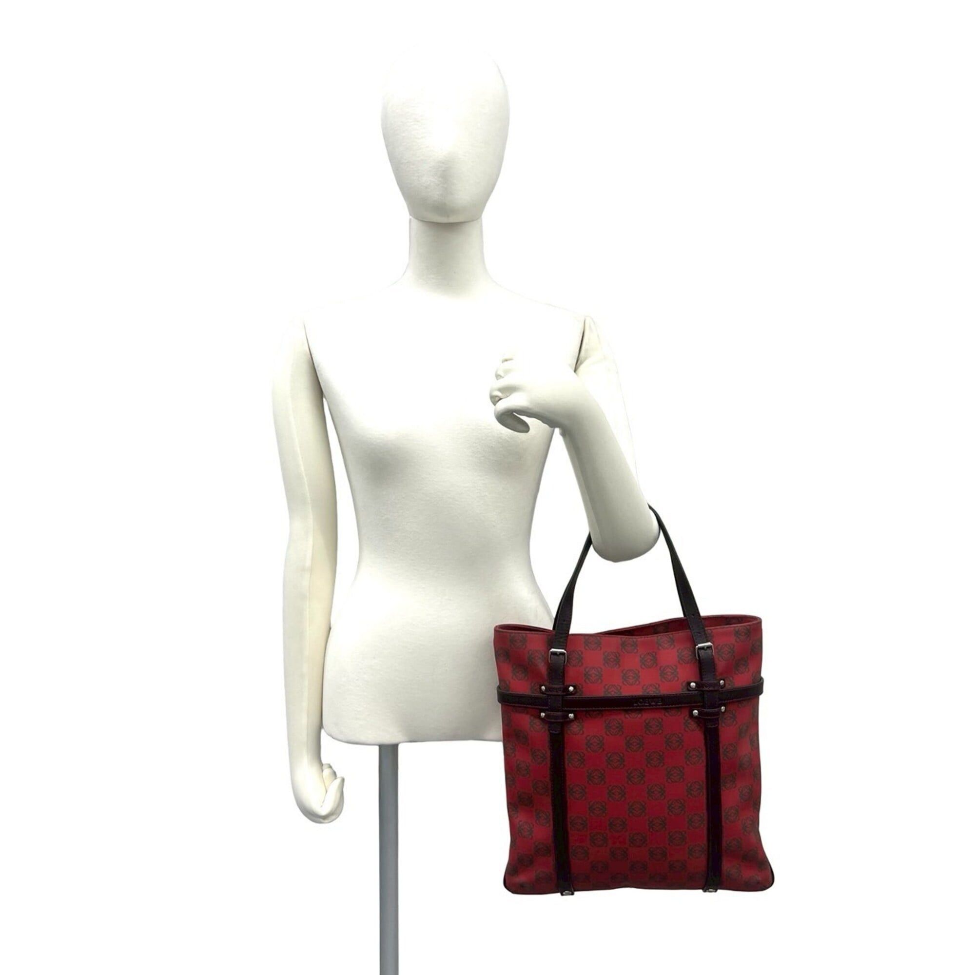 Loewe LOEWE (Loewe) Anagram Logo All-Over Print Leather Handbag Mini Tote Bag Business Red Brown 77472 Size ONE SIZE - 2 Thumbnail