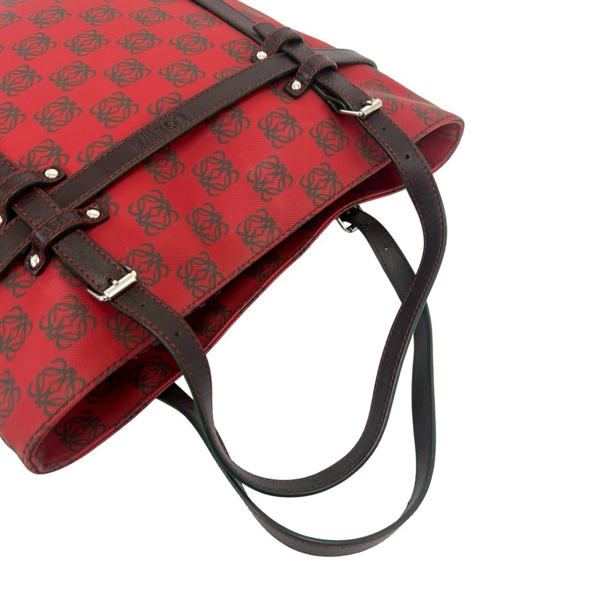 Loewe LOEWE (Loewe) Anagram Logo All-Over Print Leather Handbag Mini Tote Bag Business Red Brown 77472 Size ONE SIZE - 4 Thumbnail