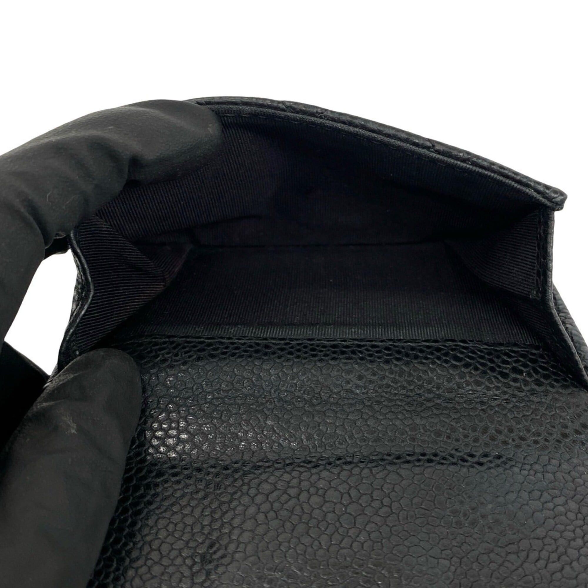 Chanel CHANEL Matelassé Coco Mark Caviar Leather Tri-fold Wallet Mini Black 21047 Size ONE SIZE - 10 Thumbnail