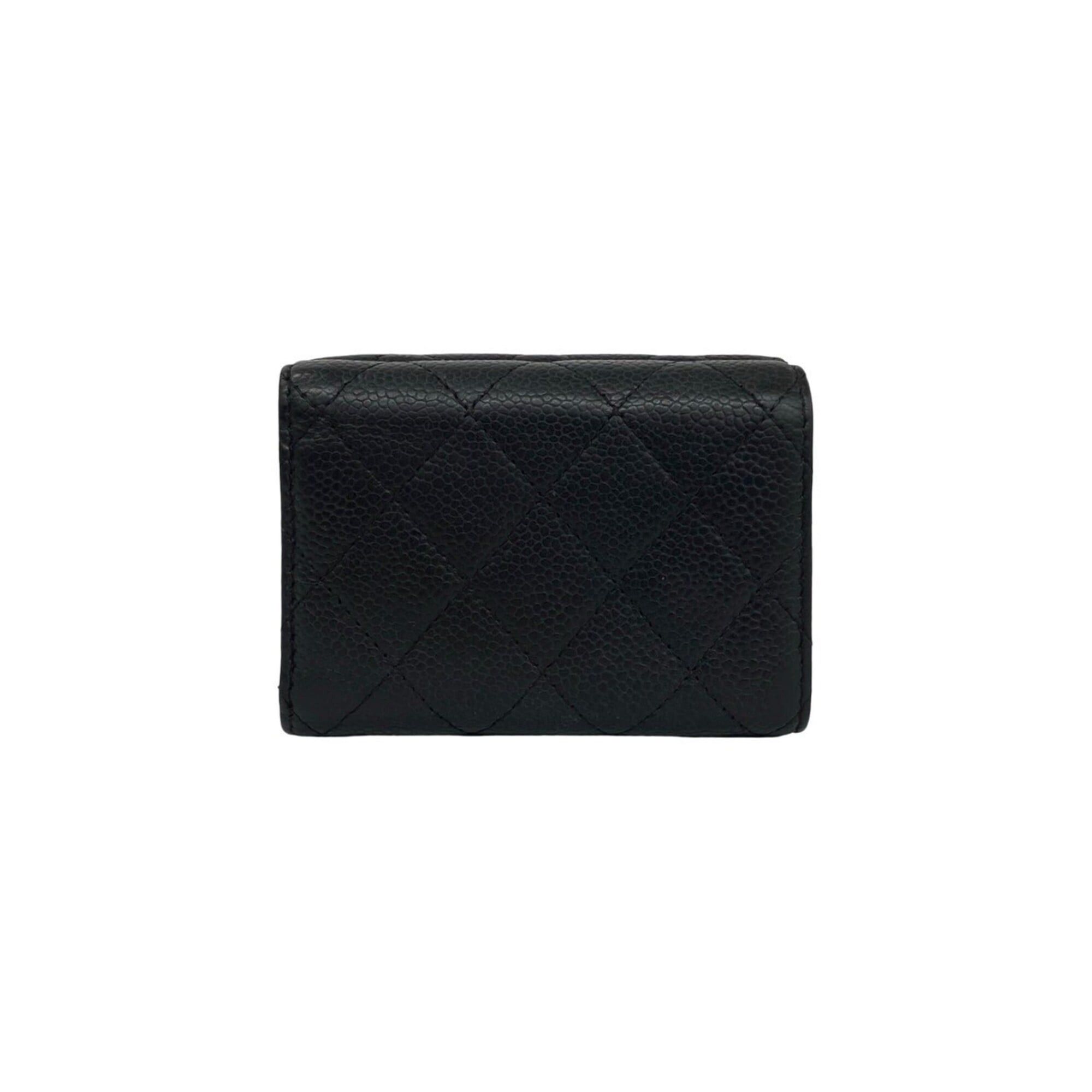 Chanel CHANEL Matelassé Coco Mark Caviar Leather Tri-fold Wallet Mini Black 21047 Size ONE SIZE - 2 Thumbnail