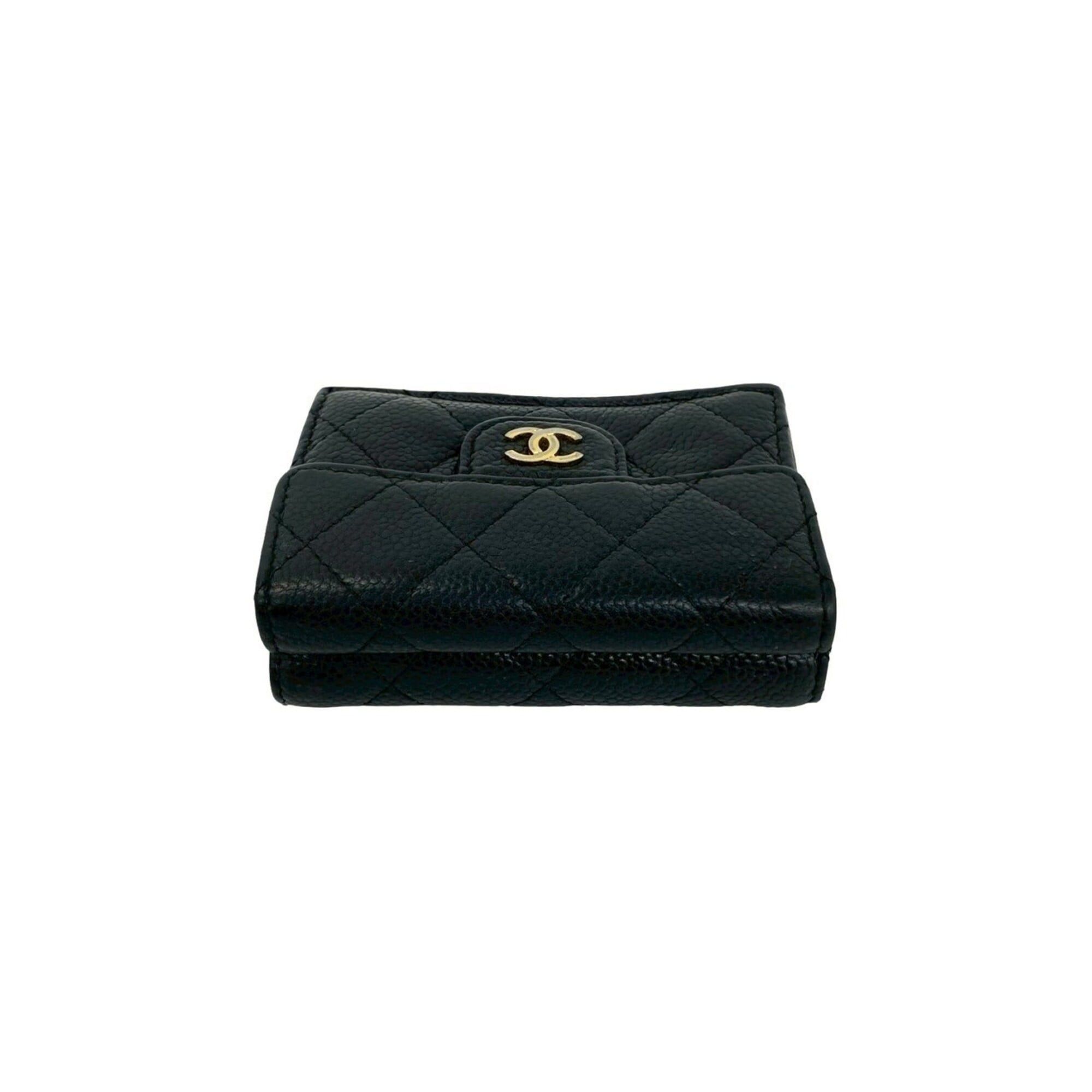 Chanel CHANEL Matelassé Coco Mark Caviar Leather Tri-fold Wallet Mini Black 21047 Size ONE SIZE - 3 Thumbnail