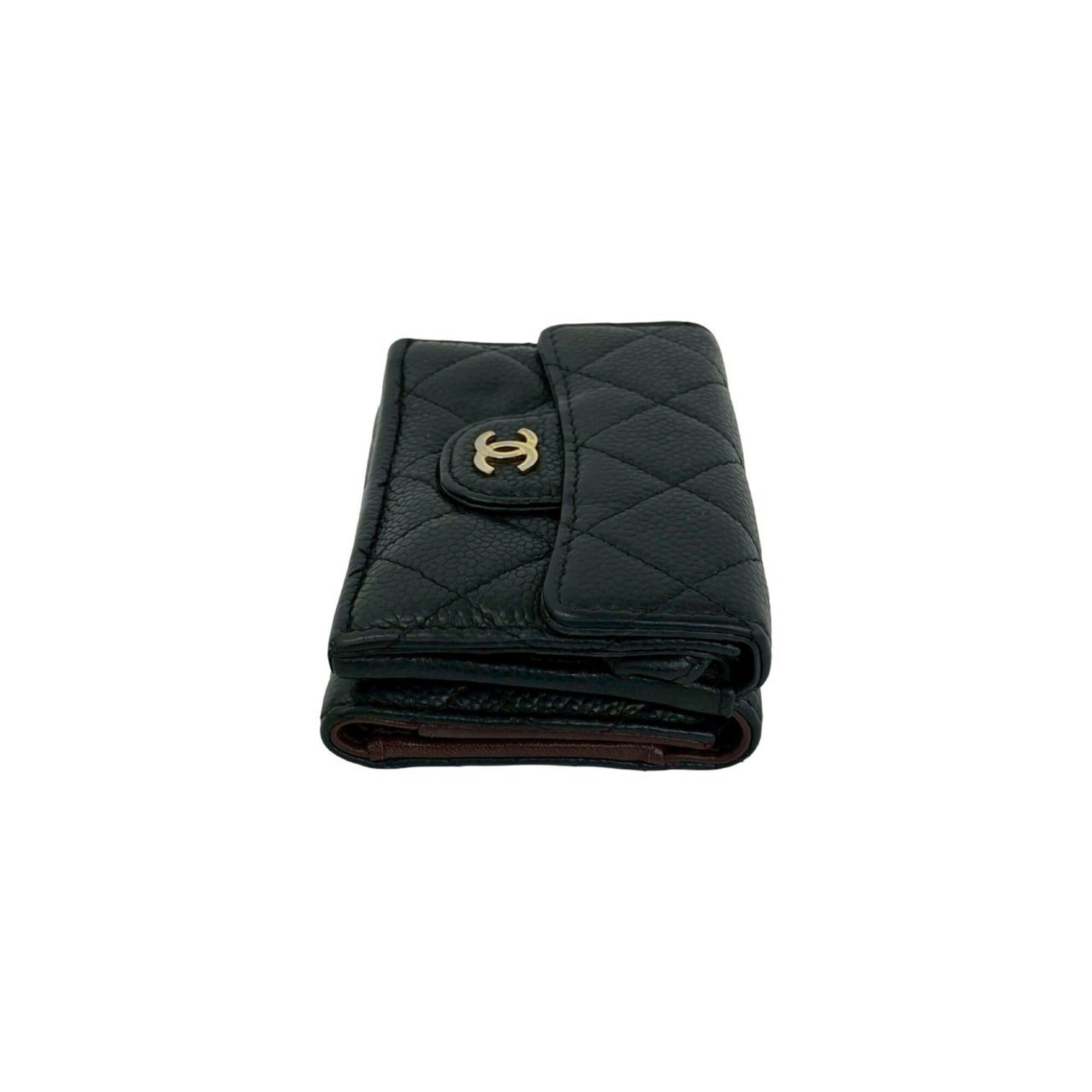 Chanel CHANEL Matelassé Coco Mark Caviar Leather Tri-fold Wallet Mini Black 21047 Size ONE SIZE - 5 Thumbnail