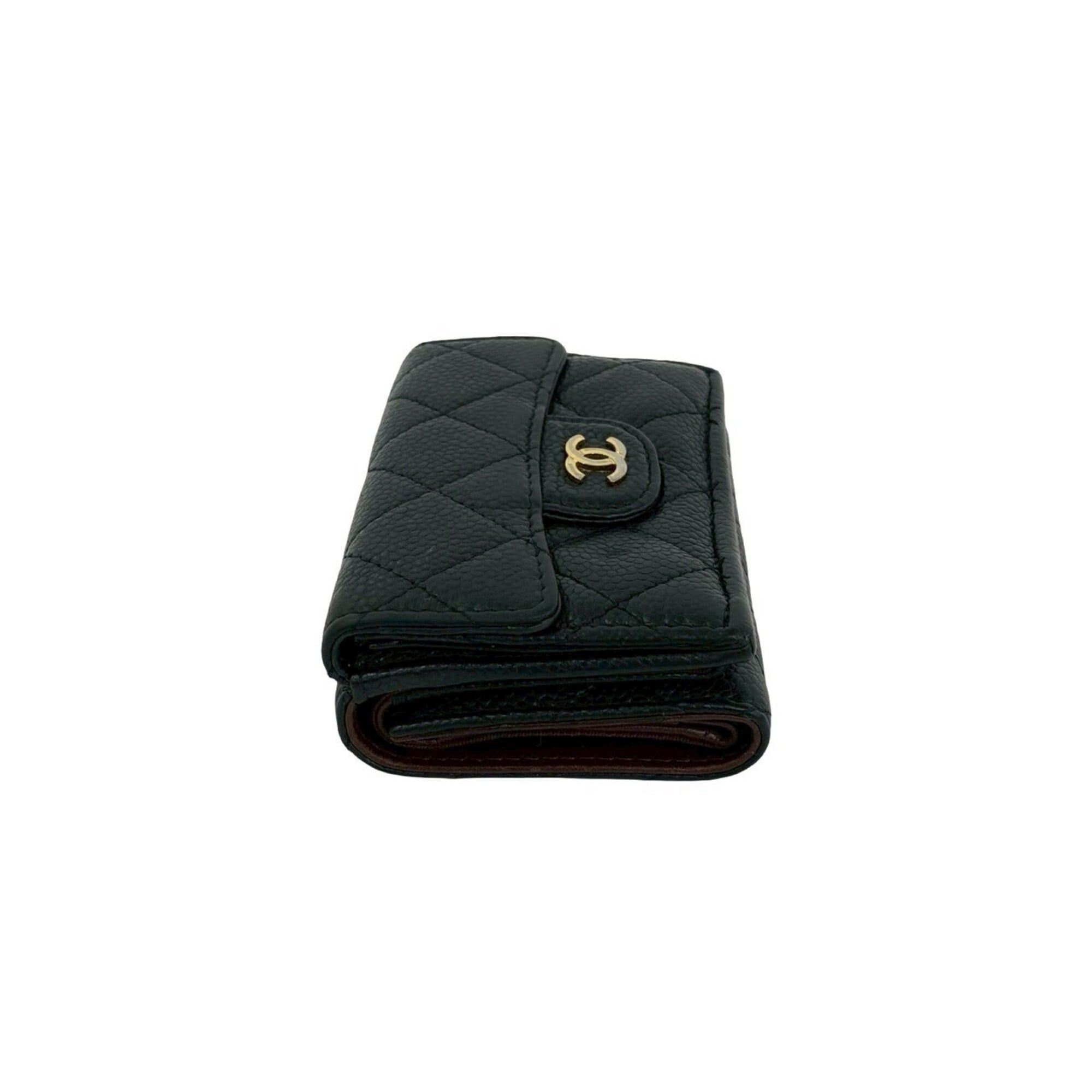 Chanel CHANEL Matelassé Coco Mark Caviar Leather Tri-fold Wallet Mini Black 21047 Size ONE SIZE - 4 Thumbnail