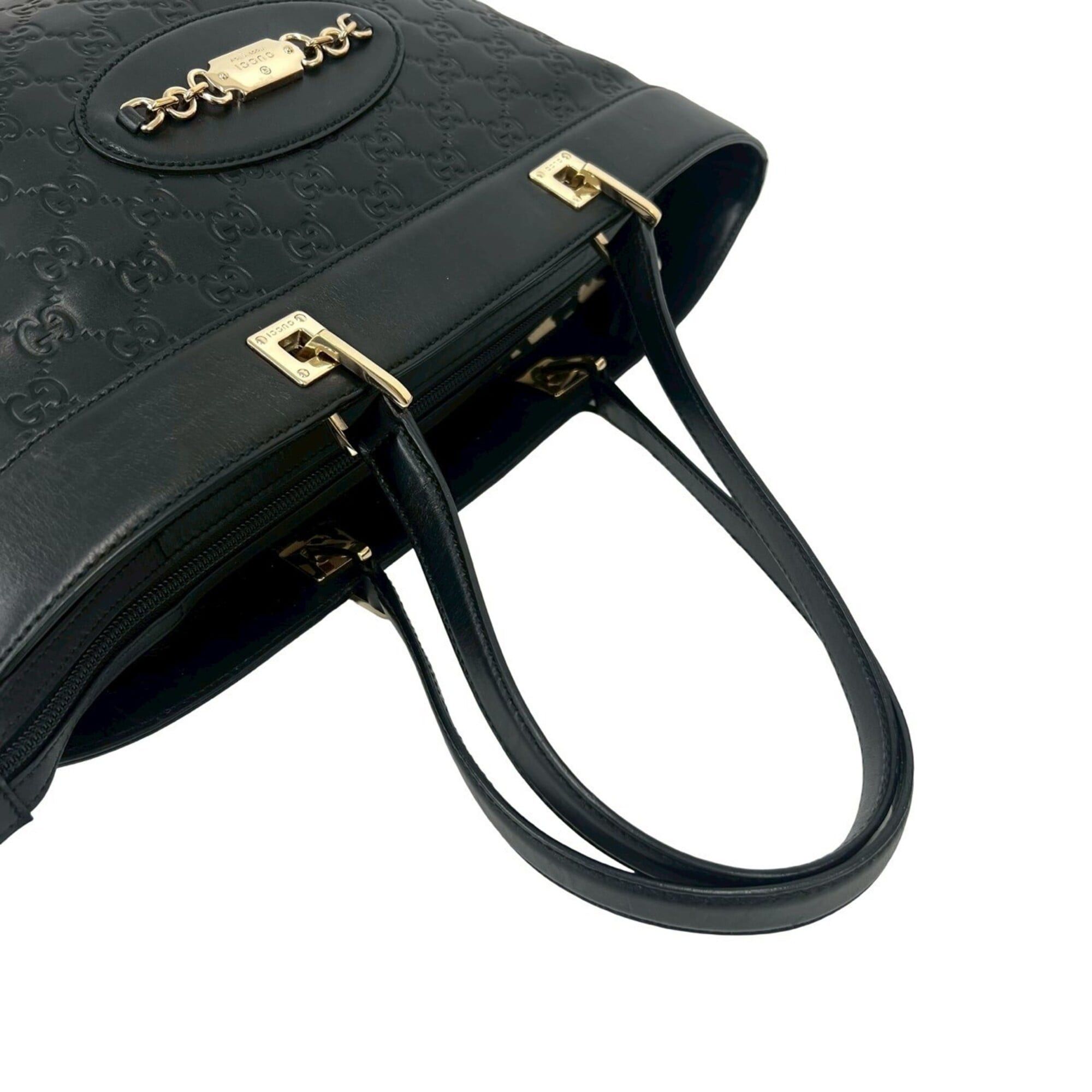 Gucci GUCCI Guccissima GG pattern logo gold hardware genuine leather handbag tote bag Boston black 28589 Size ONE SIZE - 4 Thumbnail
