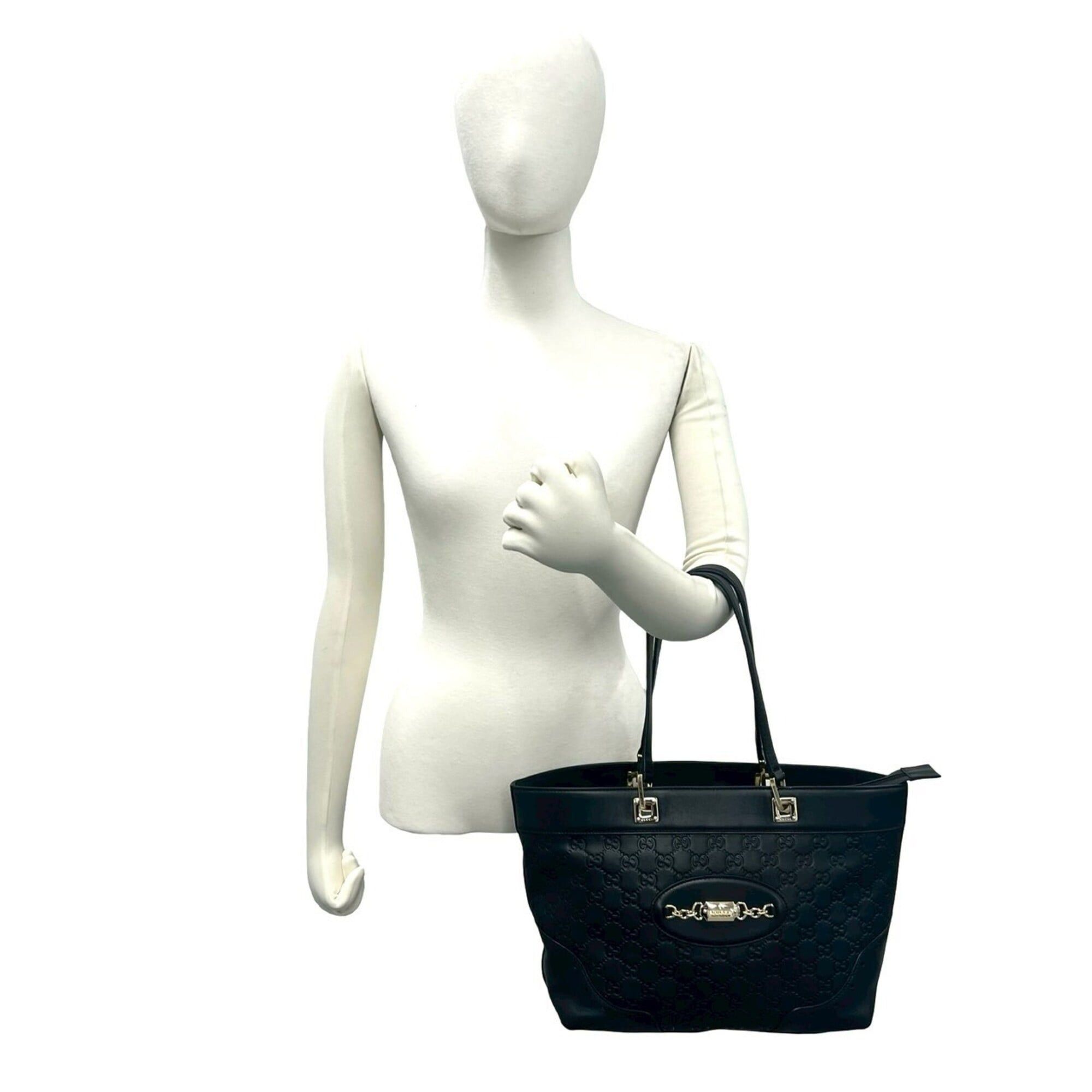 Gucci GUCCI Guccissima GG pattern logo gold hardware genuine leather handbag tote bag Boston black 28589 Size ONE SIZE - 2 Thumbnail