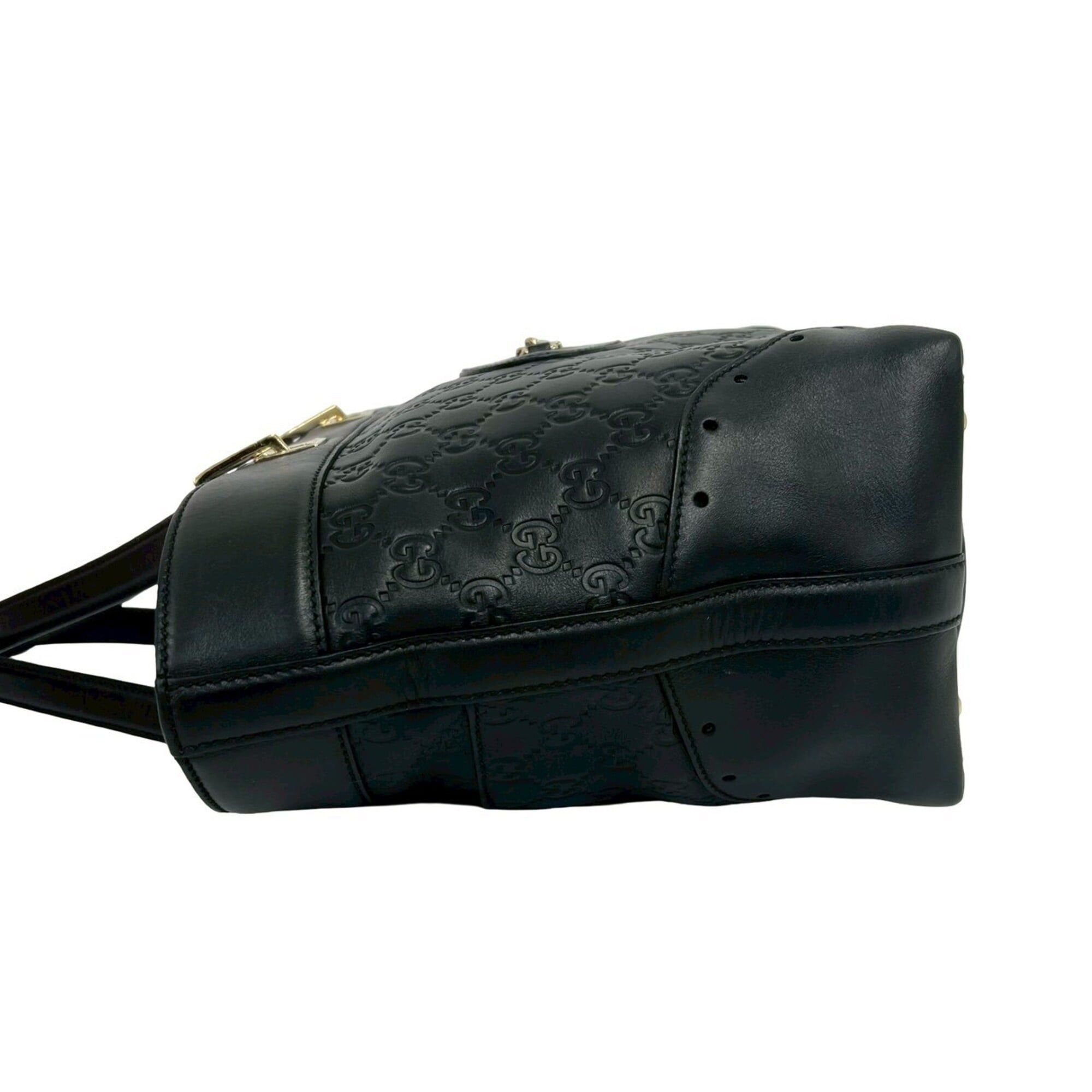 Gucci GUCCI Guccissima GG pattern logo gold hardware genuine leather handbag tote bag Boston black 28589 Size ONE SIZE - 5 Thumbnail