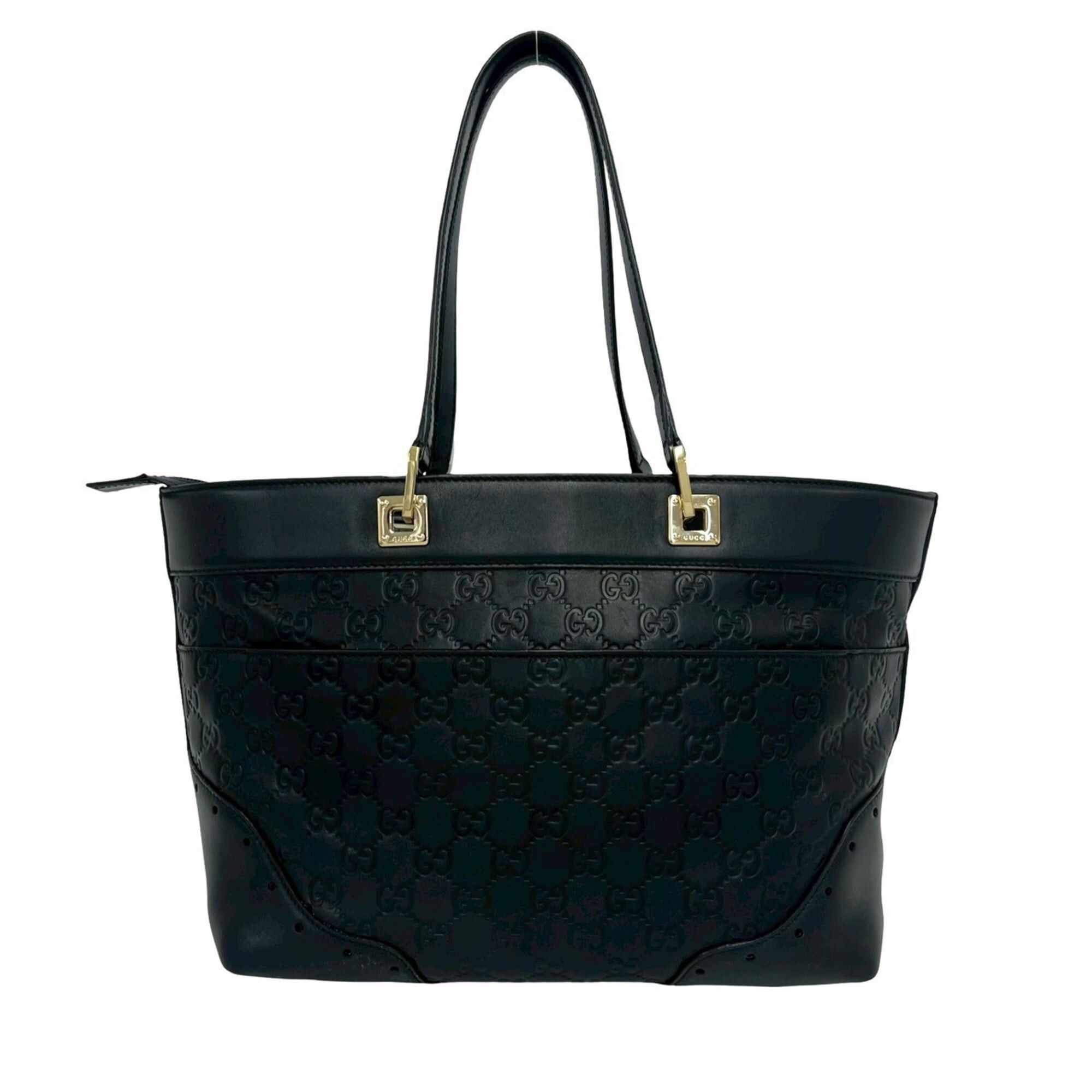 Gucci GUCCI Guccissima GG pattern logo gold hardware genuine leather handbag tote bag Boston black 28589 Size ONE SIZE - 3 Thumbnail