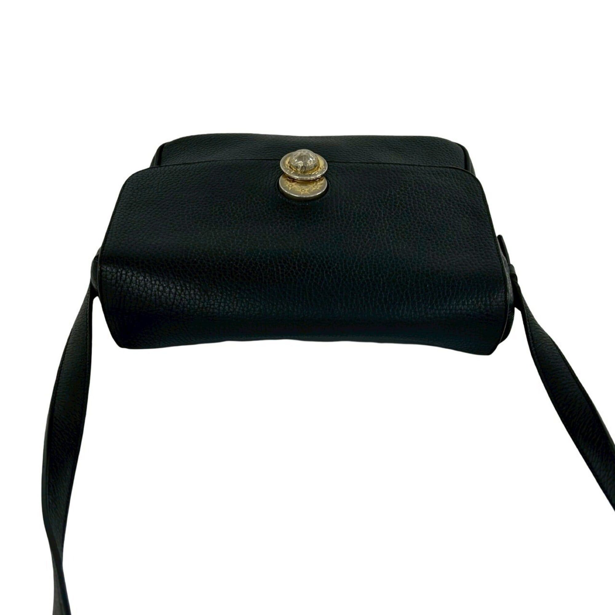 Celine CELINE Vintage Starball Hardware Leather Shoulder Bag Pouch Sacoche Black 195-6 Size ONE SIZE - 4 Thumbnail