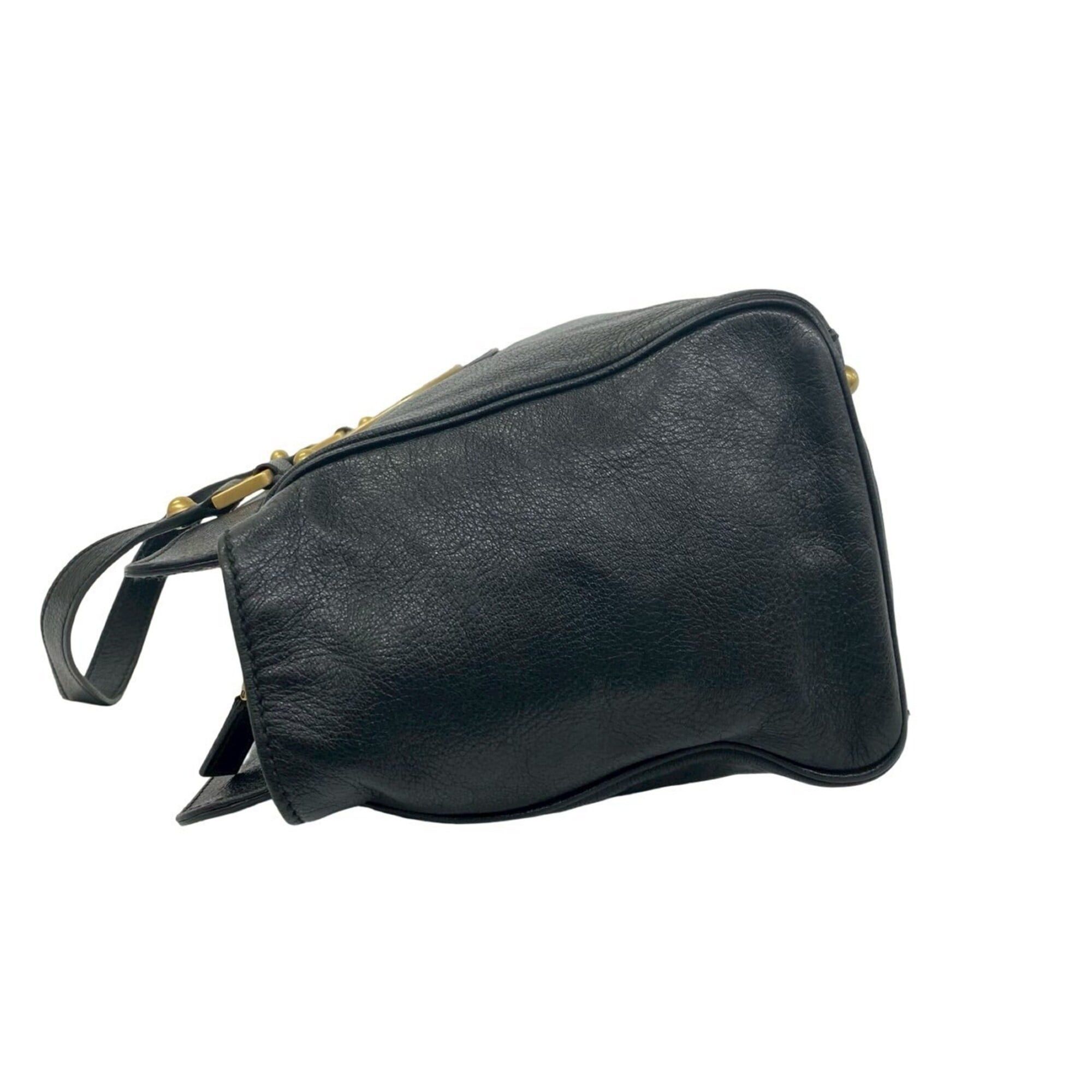 Gucci GUCCI Interlocking G Studded Leather Handbag Mini Tote Bag Boston Black 71610 Size ONE SIZE - 5 Thumbnail