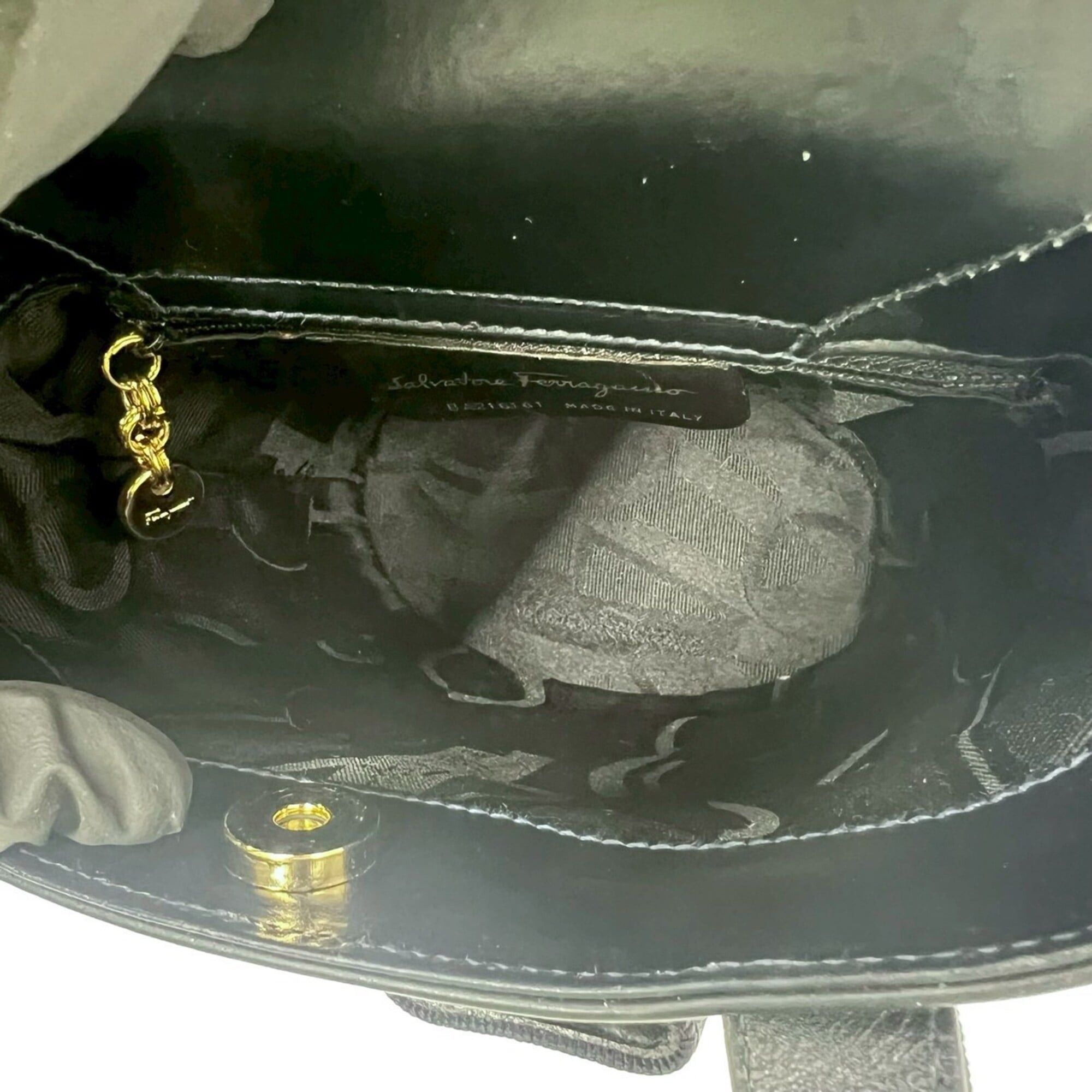 Salvatore Ferragamo Salvatore Ferragamo Vintage Vara Ribbon Leather Handbag, Navy, 19299 Size ONE SIZE - 9 Thumbnail