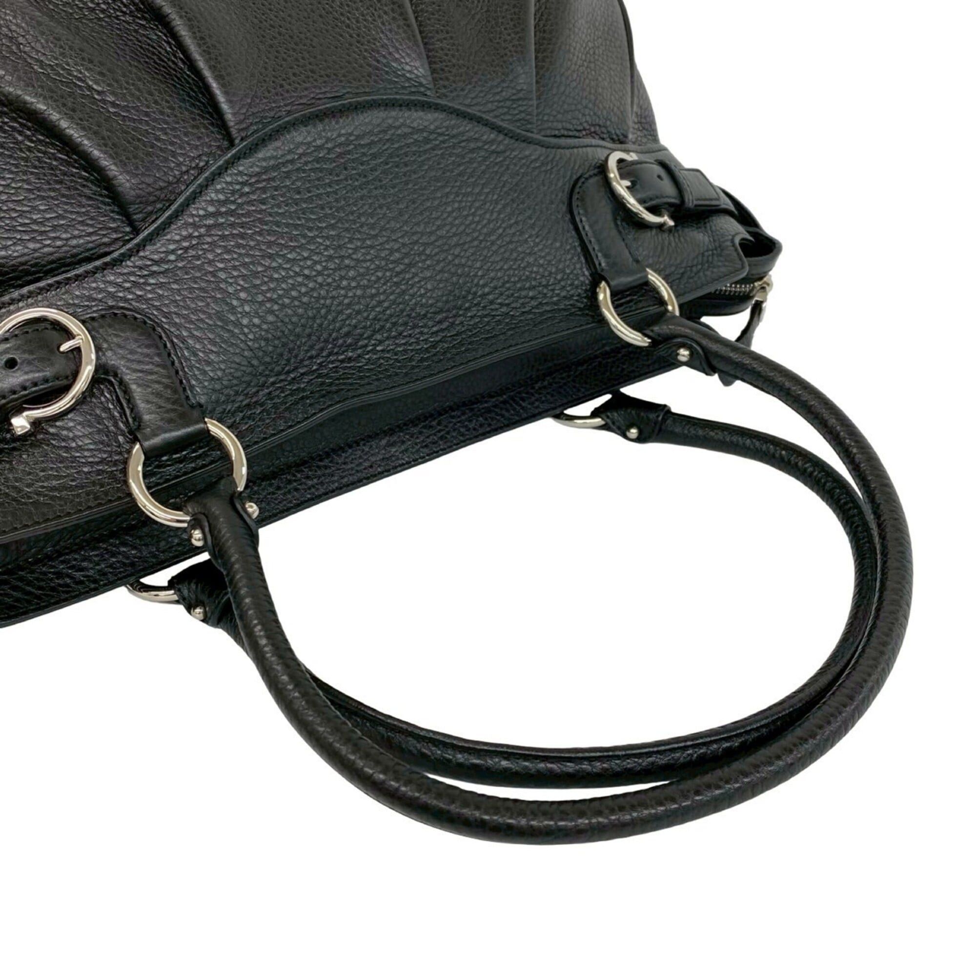 Salvatore Ferragamo Salvatore Ferragamo Gancini hardware leather tote bag/handbag, black, 93117 Size ONE SIZE - 4 Thumbnail