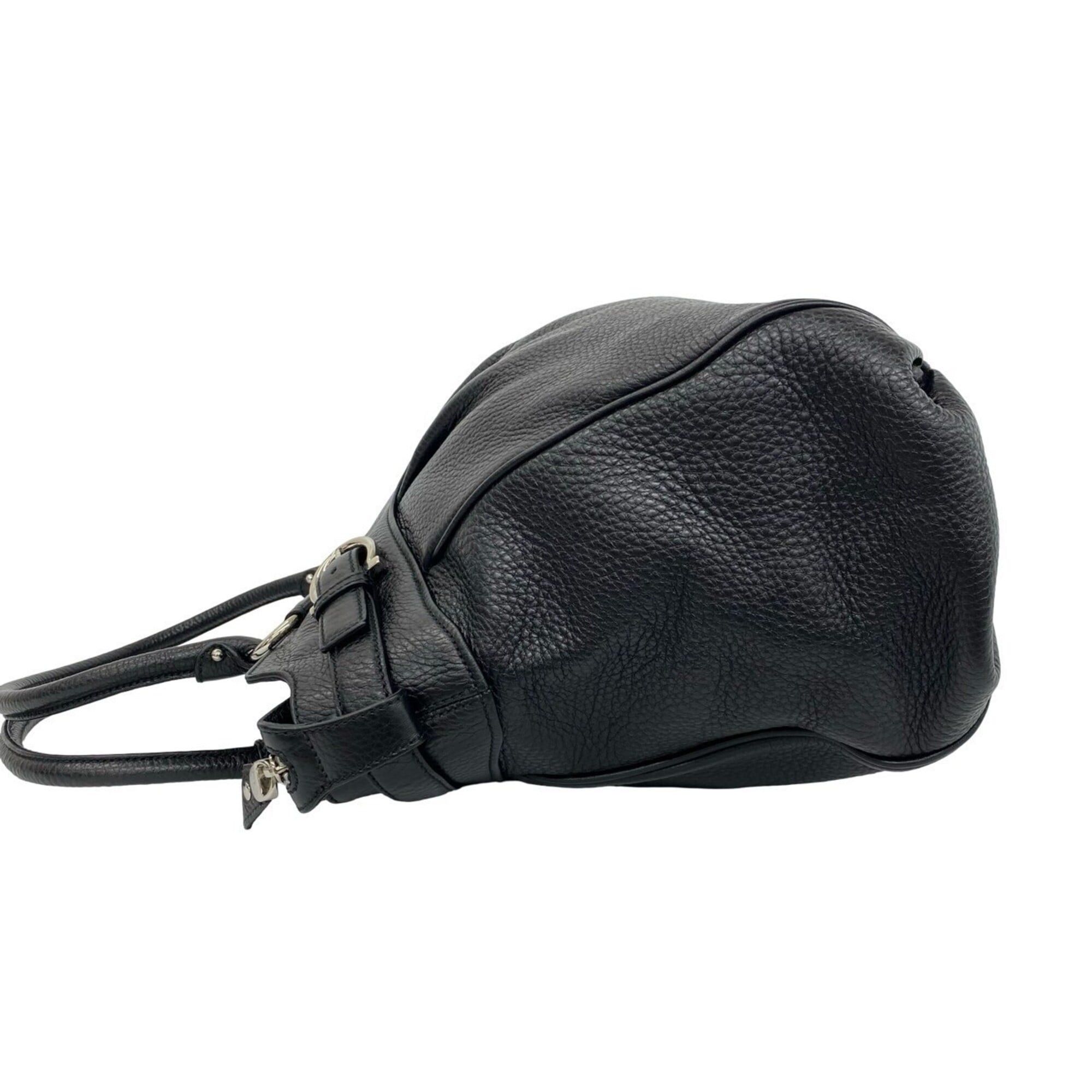 Salvatore Ferragamo Salvatore Ferragamo Gancini hardware leather tote bag/handbag, black, 93117 Size ONE SIZE - 5 Thumbnail