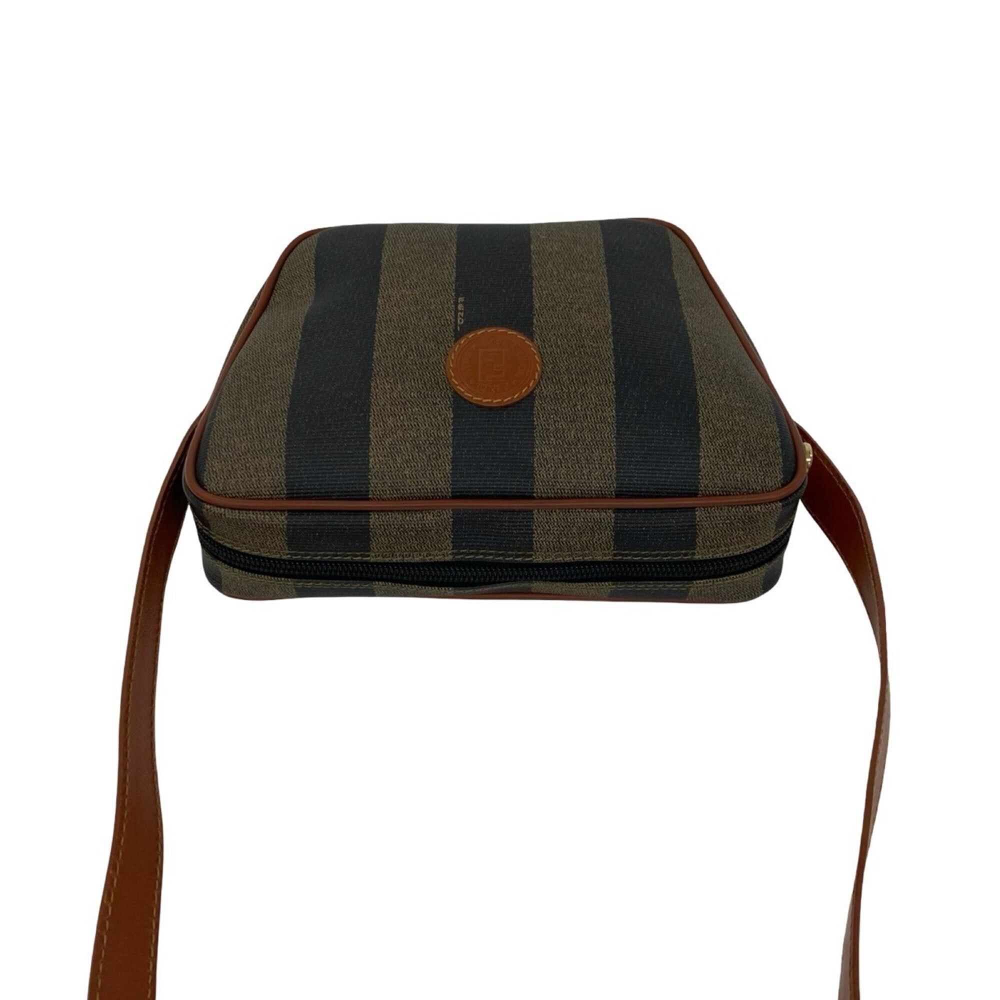 Fendi FENDI Pequin Pattern FF Logo Leather Shoulder Bag/Pouch/Sacoche - Khaki, Black, Brown 19878 Size ONE SIZE - 4 Thumbnail