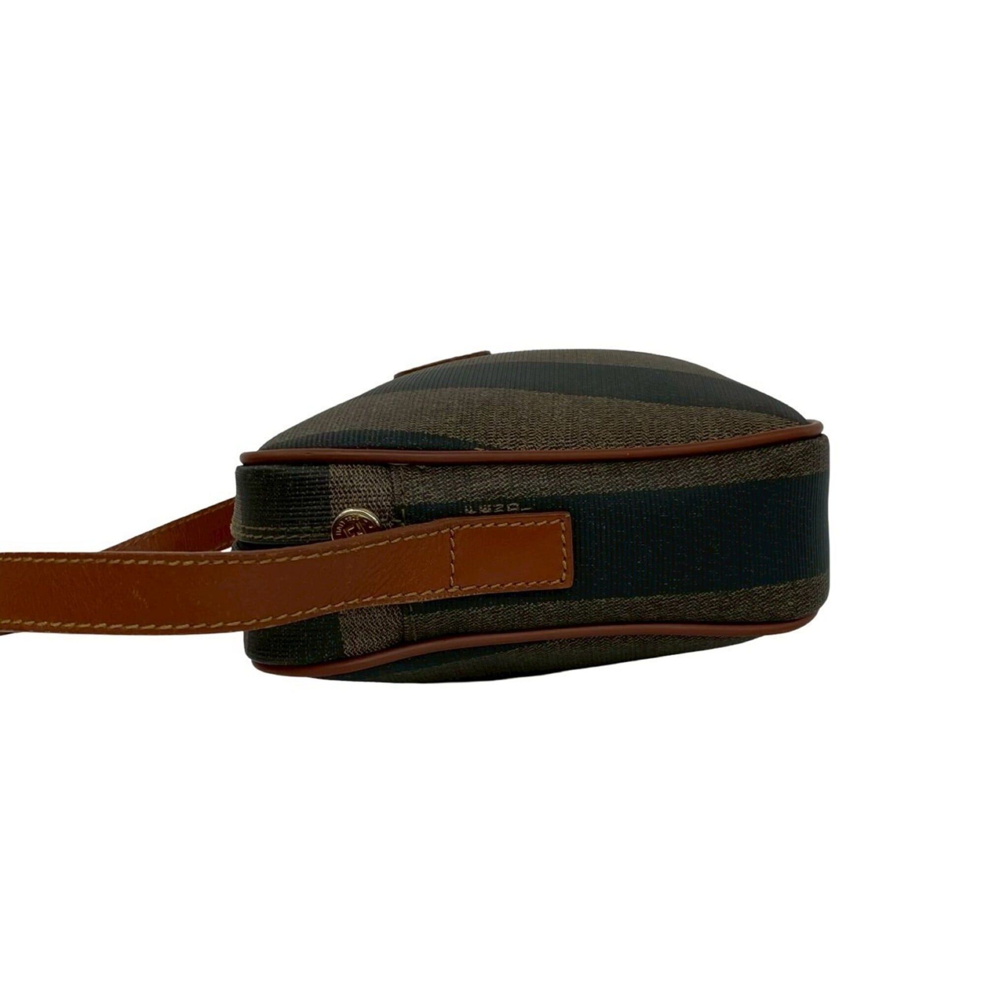 Fendi FENDI Pequin Pattern FF Logo Leather Shoulder Bag/Pouch/Sacoche - Khaki, Black, Brown 19878 Size ONE SIZE - 5 Thumbnail