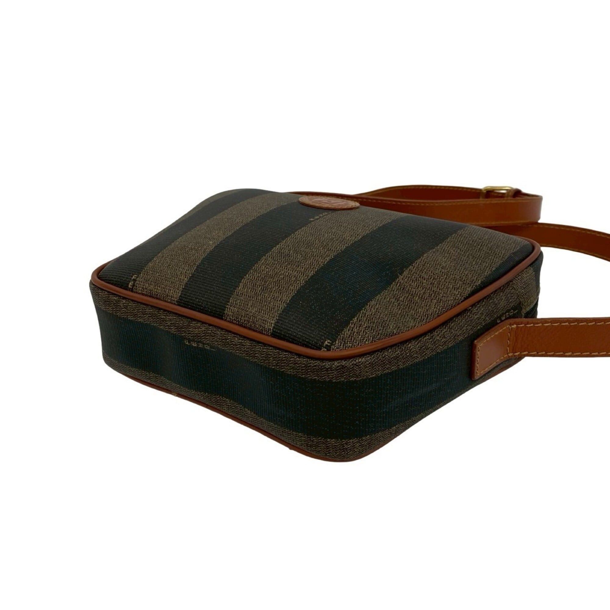 Fendi FENDI Pequin Pattern FF Logo Leather Shoulder Bag/Pouch/Sacoche - Khaki, Black, Brown 19878 Size ONE SIZE - 8 Thumbnail