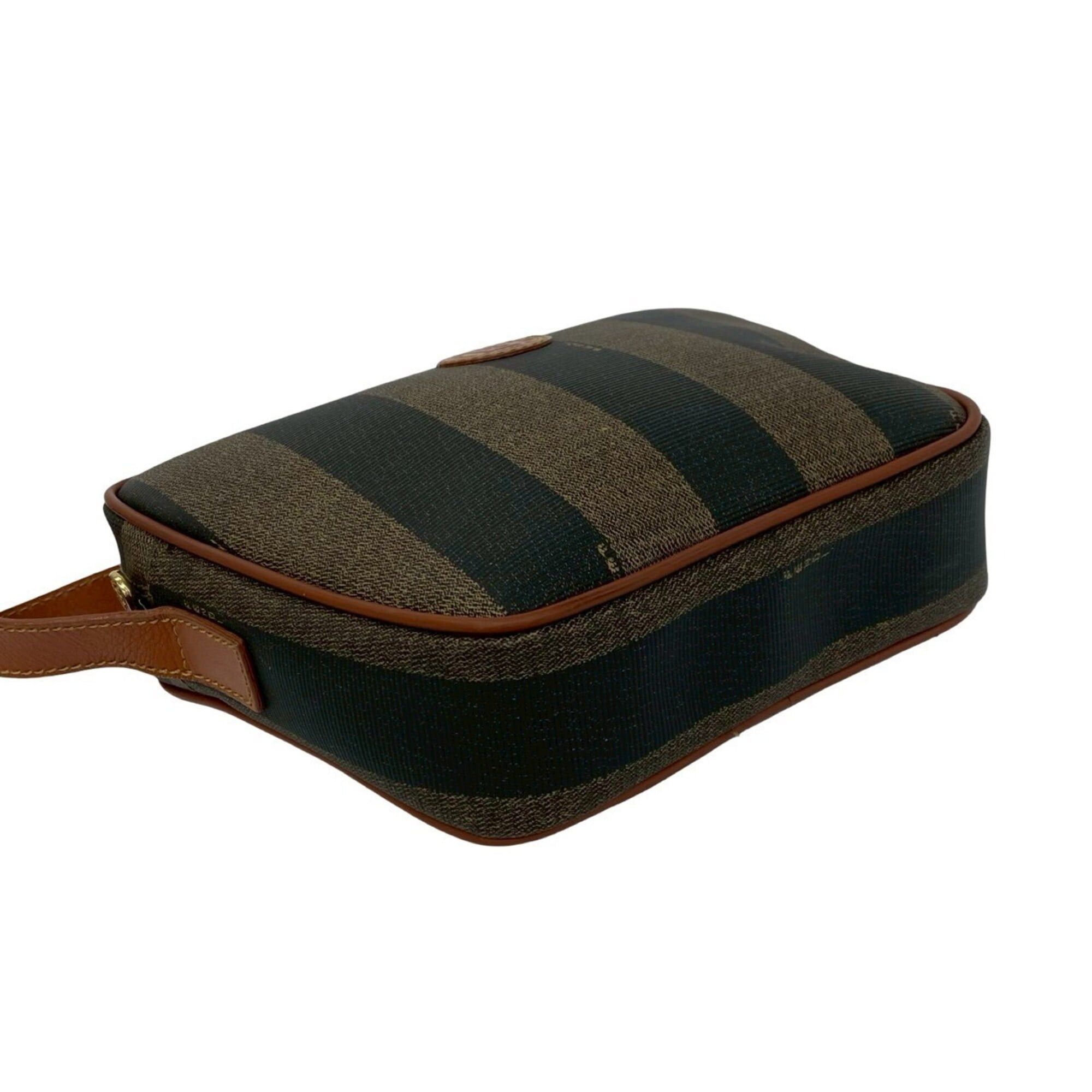 Fendi FENDI Pequin Pattern FF Logo Leather Shoulder Bag/Pouch/Sacoche - Khaki, Black, Brown 19878 Size ONE SIZE - 7 Thumbnail