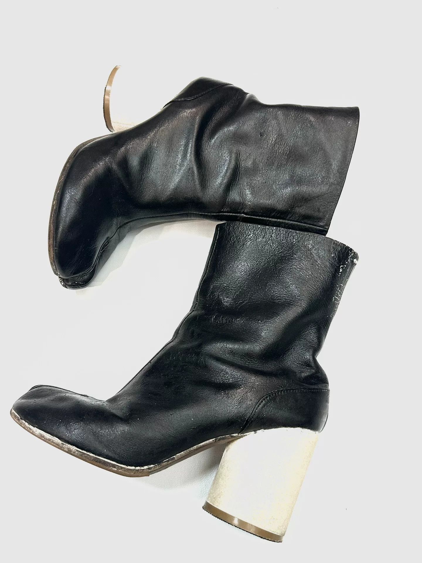 Rick Owens Maison Margiela Tabi Leather Split-Toe Short Boots Size US 4.5 / IT 34.5 - 5 Thumbnail