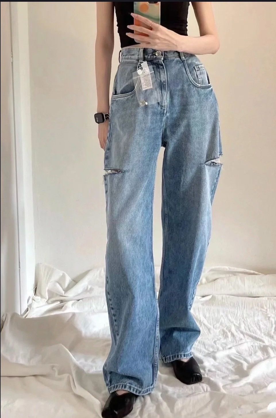 Maison Margiela Maison Margiela Slash High-Waist Wide-Leg Jeans Size 40" / US 18 - 2 Thumbnail