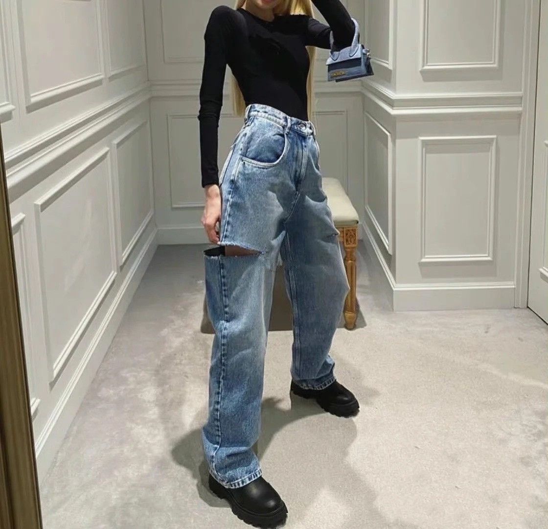 Maison Margiela Maison Margiela Slash High-Waist Wide-Leg Jeans Size 40" / US 18 - 3 Thumbnail