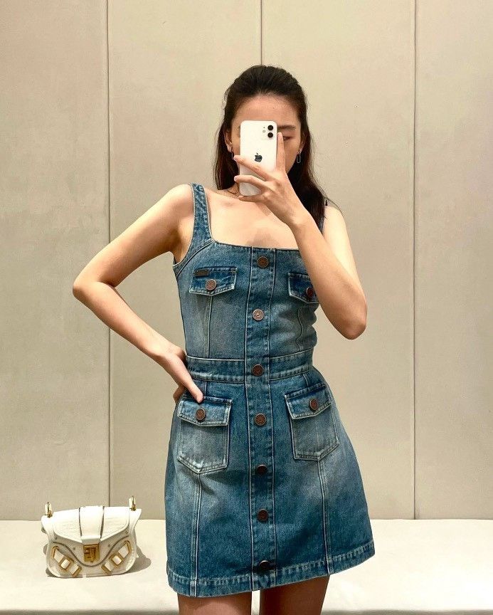 Balmain Balmain Blue Washed Denim Dress Size S / US 4 / IT 40 - 4 Thumbnail